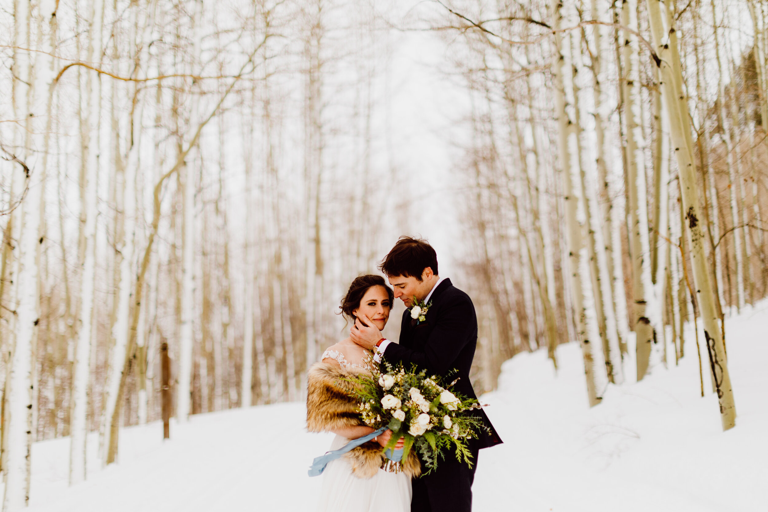 Winter outdoor wedding in Vail Colorado