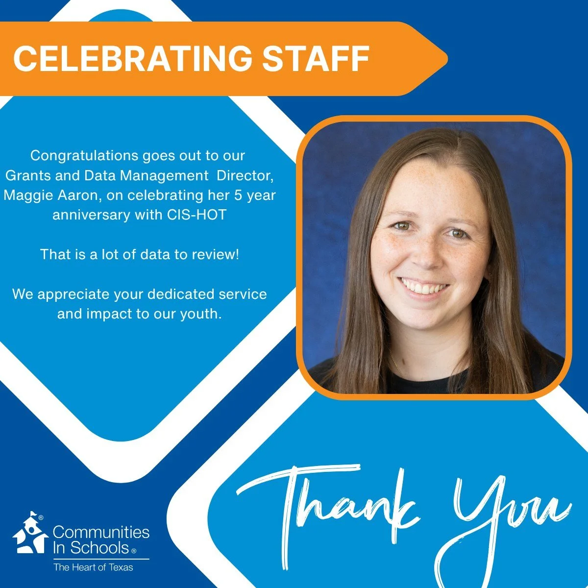 Happy Work Anniversary to our Grants and Management Director, Maggie!

While her work may happen behind the scenes, it is absolutely essential to our mission. Turning information into impact is a true art, and we are grateful for you!

Thank you