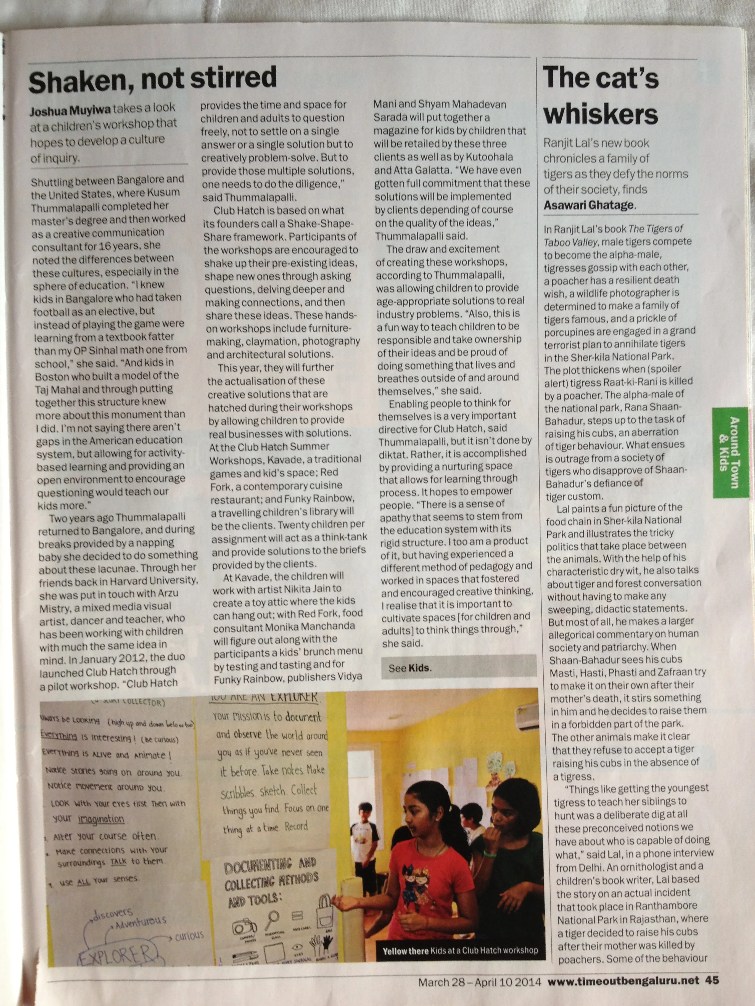 Article about Club Hatch in the Time-Out Magazine in Bangalore, India.   