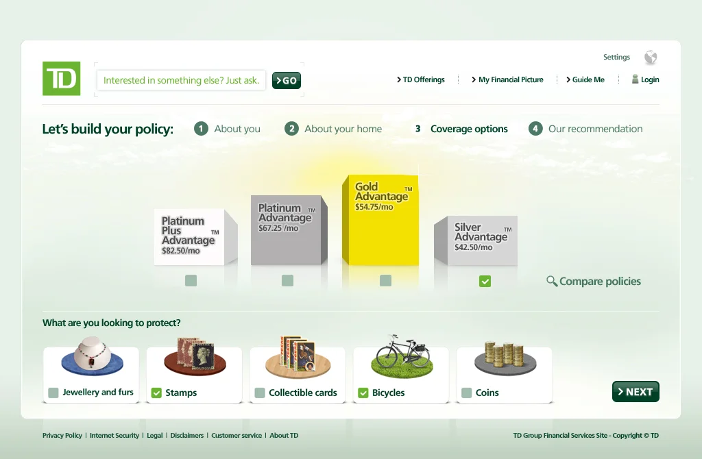 TD Bank - Build Your Insurance Policy Pg