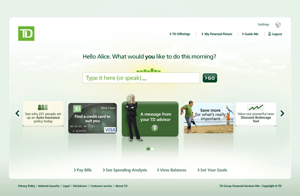 TD Bank - Home (Returning User)