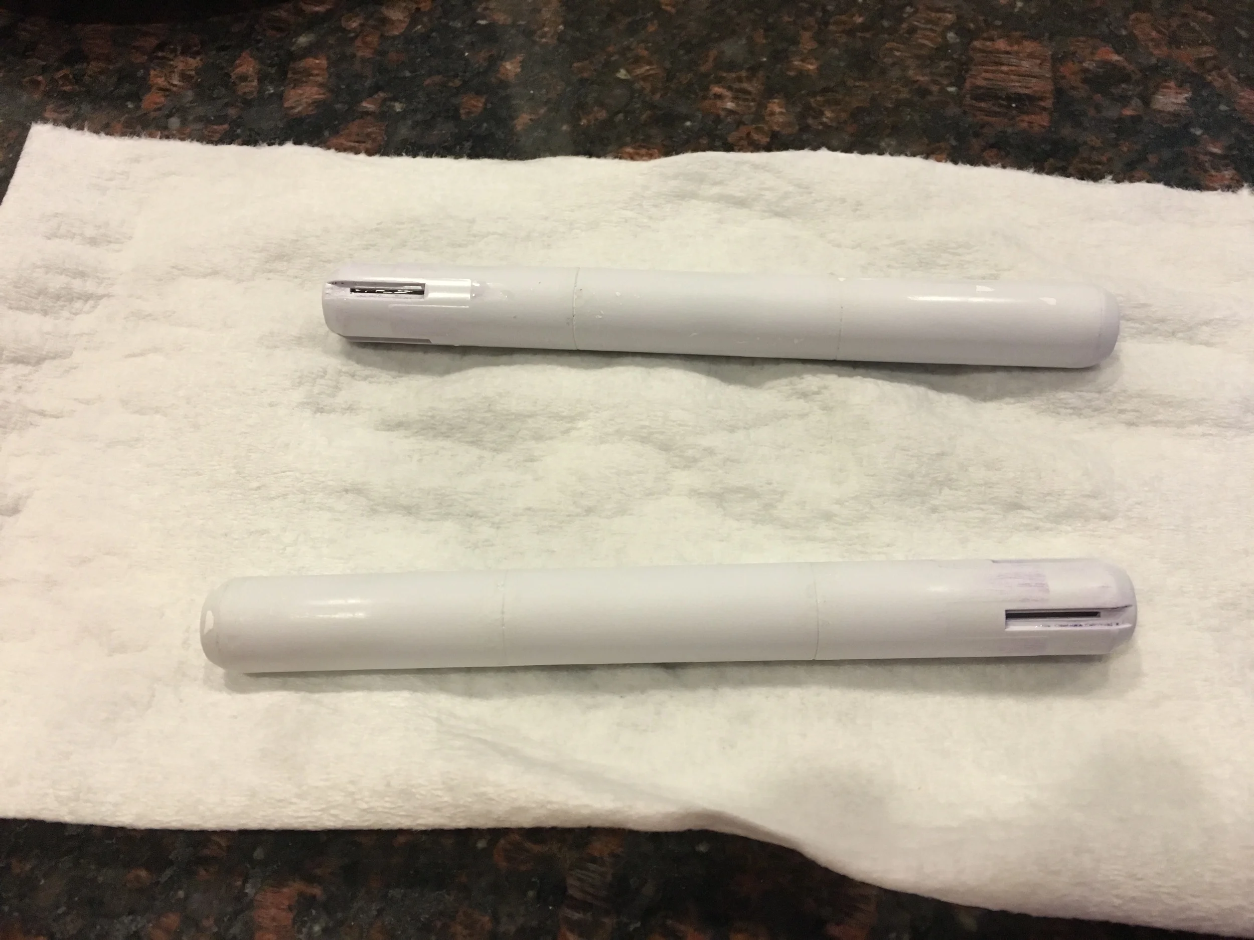 Stripped down to bare plastic after putty, primer, and some painting missteps