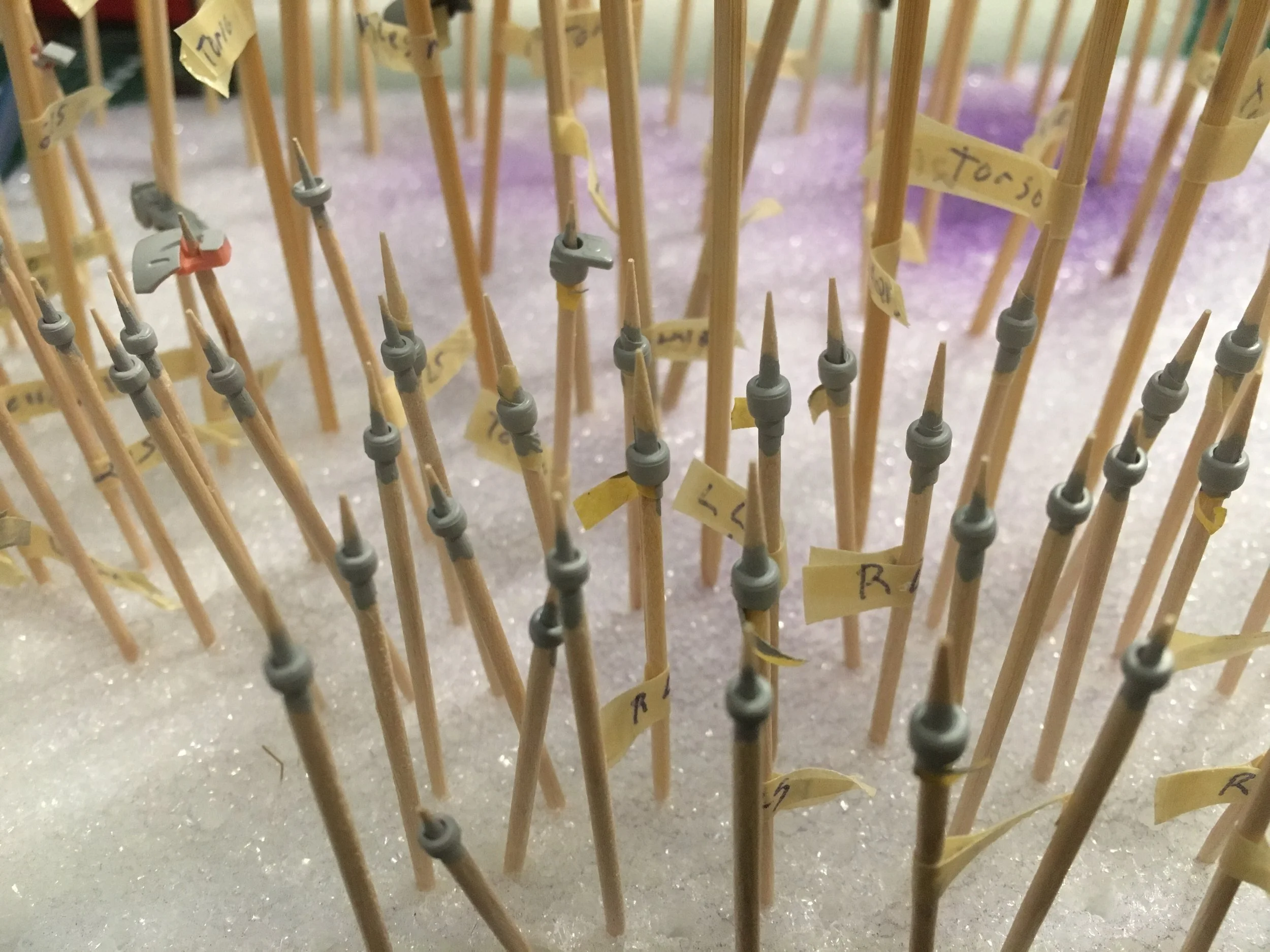 Tiny pieces! A pain to remove nubs but easy to prime and paint.
