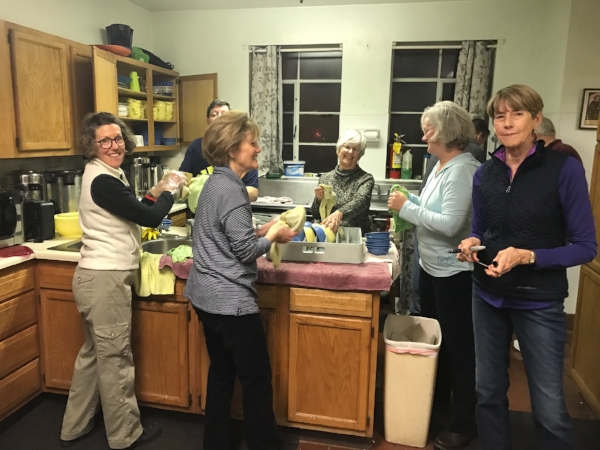 Volunteers helping at st. clare's