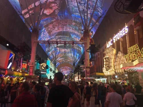 This is on Freemont Street. Above is a giant digital board that does a really impressive show every hour!