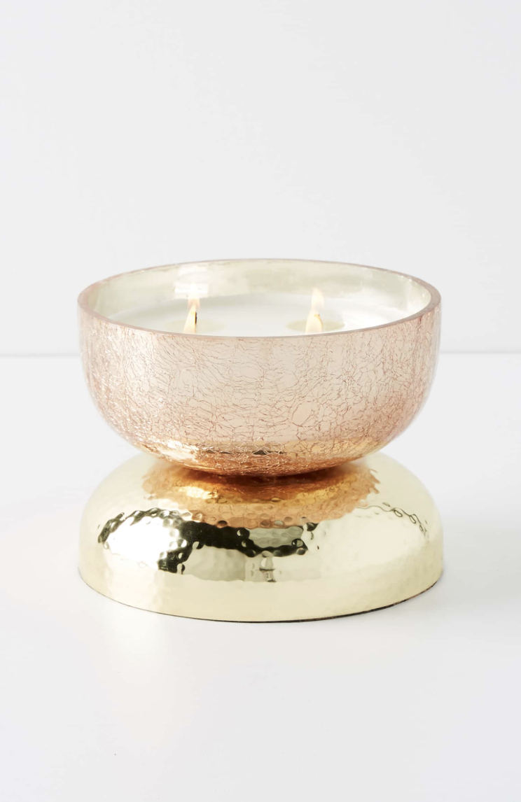 Anthropologie Candle - The crackled finish and stand on this candle make it absolutely beautiful and the perfect gift for a host, mother, or homebody.
