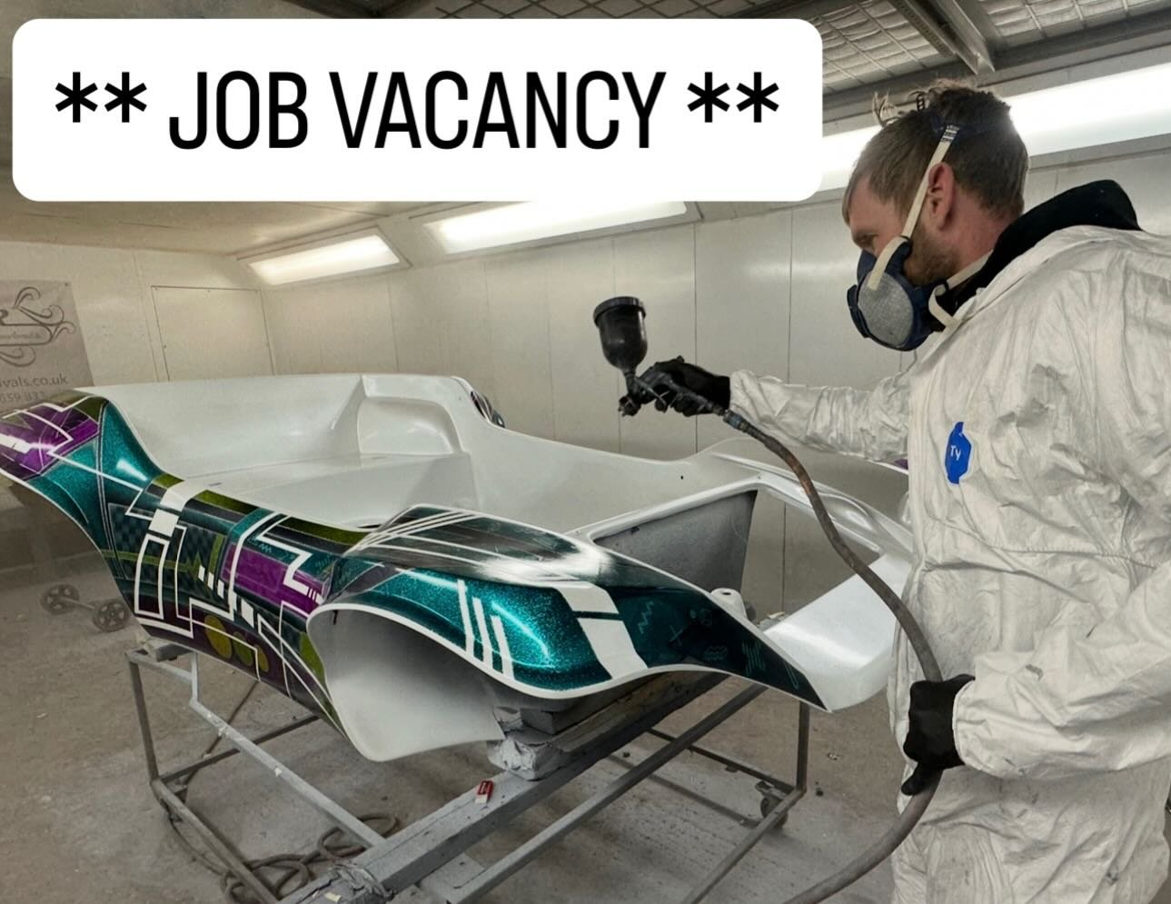 *****JOB VACANCY*****

We have an opening for a full time body prep and painter in our small but busy workshop.

Applicants must be able to prep and paint to high standards, have a high work ethic and take pride in their work. Experience in custom pa