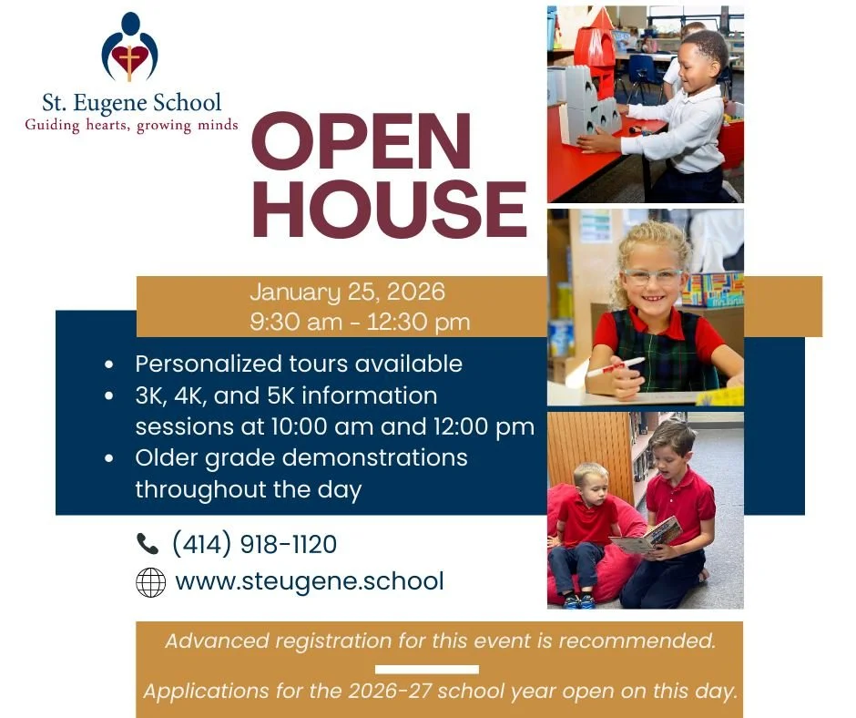 We are just over two weeks away from our Open House!  Current families, prospective families, parishioiners, friends...all are welcome.  If you would like to schedule a tour, please register using the link in our bio.