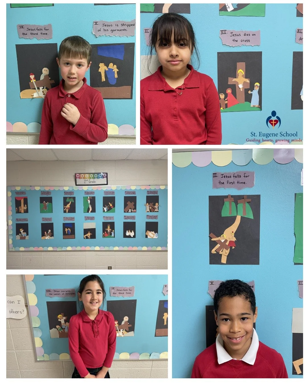Our second graders created these lovely Stations of the Cross to hang in our hallway during this Lenten season. ✝

@catholicmilwaukee