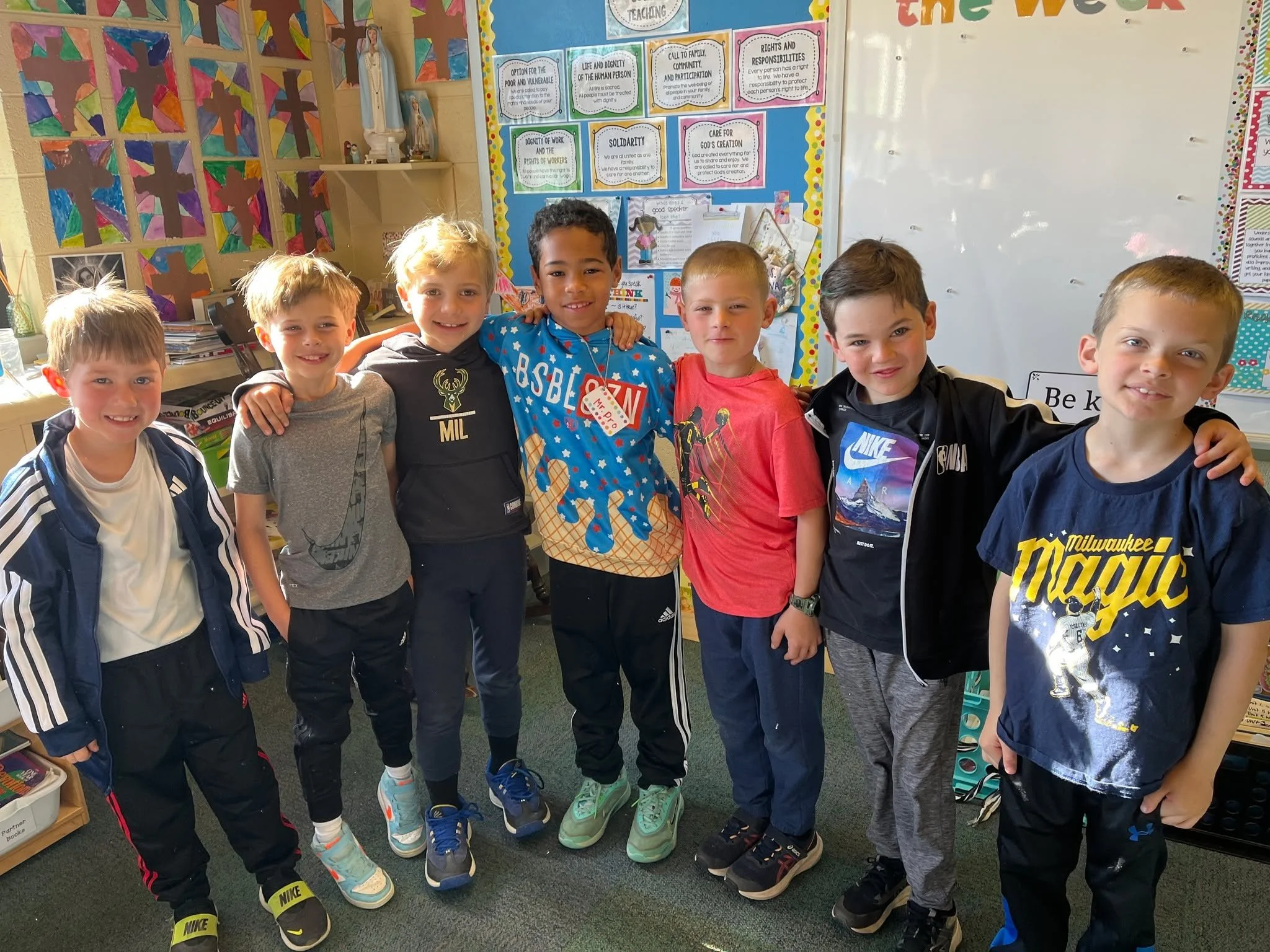 Today our students honored their teachers for Teacher Appreciation Week by dressing like them.  So many P.E. teachers! 😉