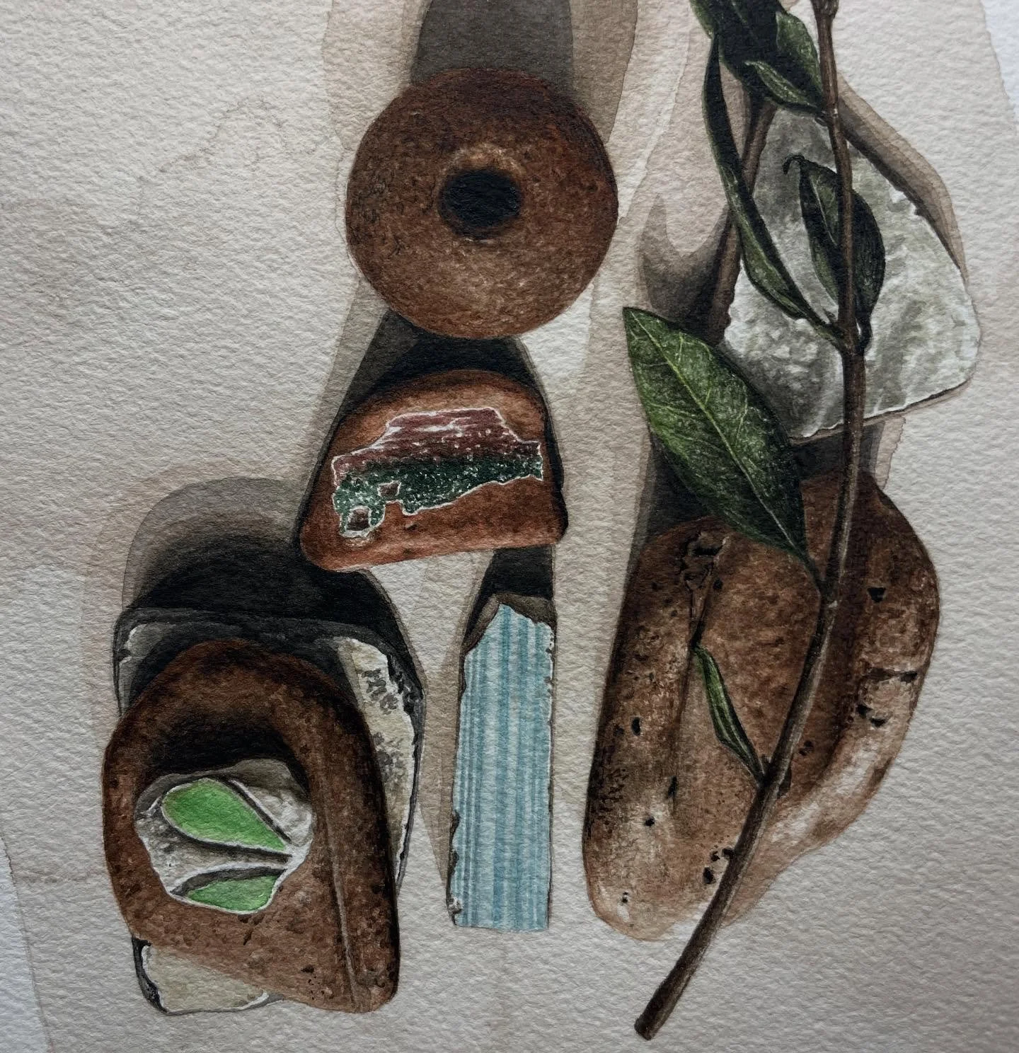 Painting some Greek things. 
.
.
.
#greece #sifnos #beachfinds #tile #scavenger #relics #beachcombing #foundingreece #takemetosifnos #sifnosisland #greektreasures #olivebranch