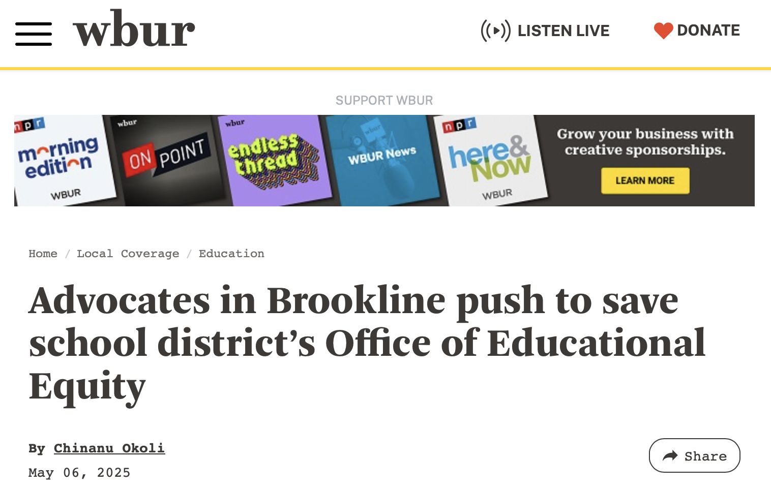 Advocates in Brookline push to save school district’s Office of Educational Equity