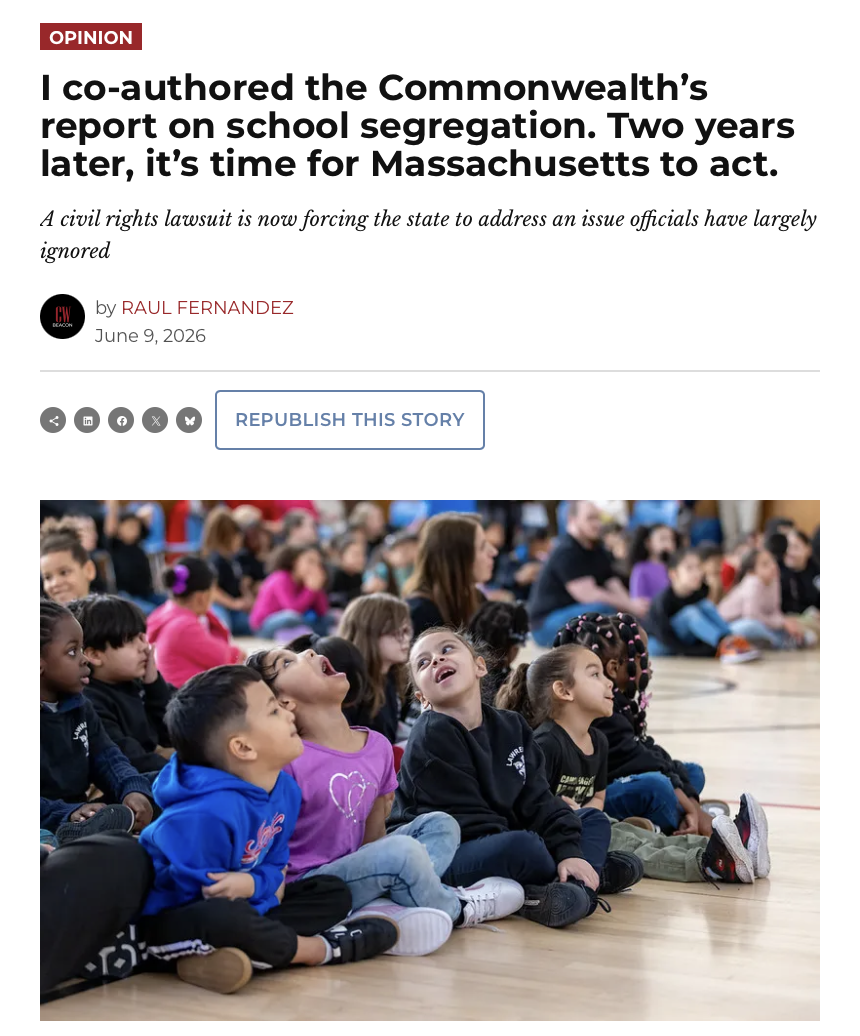 I co-authored the Commonwealth’s report on school segregation. Two years later, it’s time for Massachusetts to act.