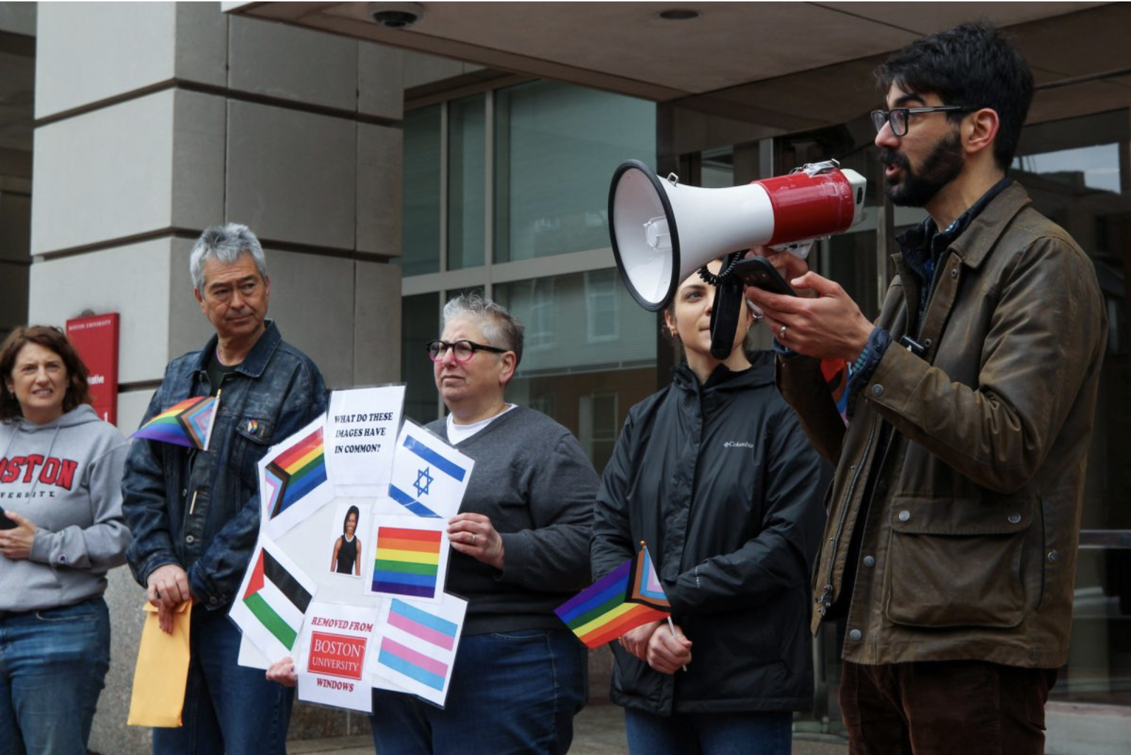 ‘No Pride at BU? No Pride in BU!’ BU professors hold rally against BU’s pride flag removal policies
