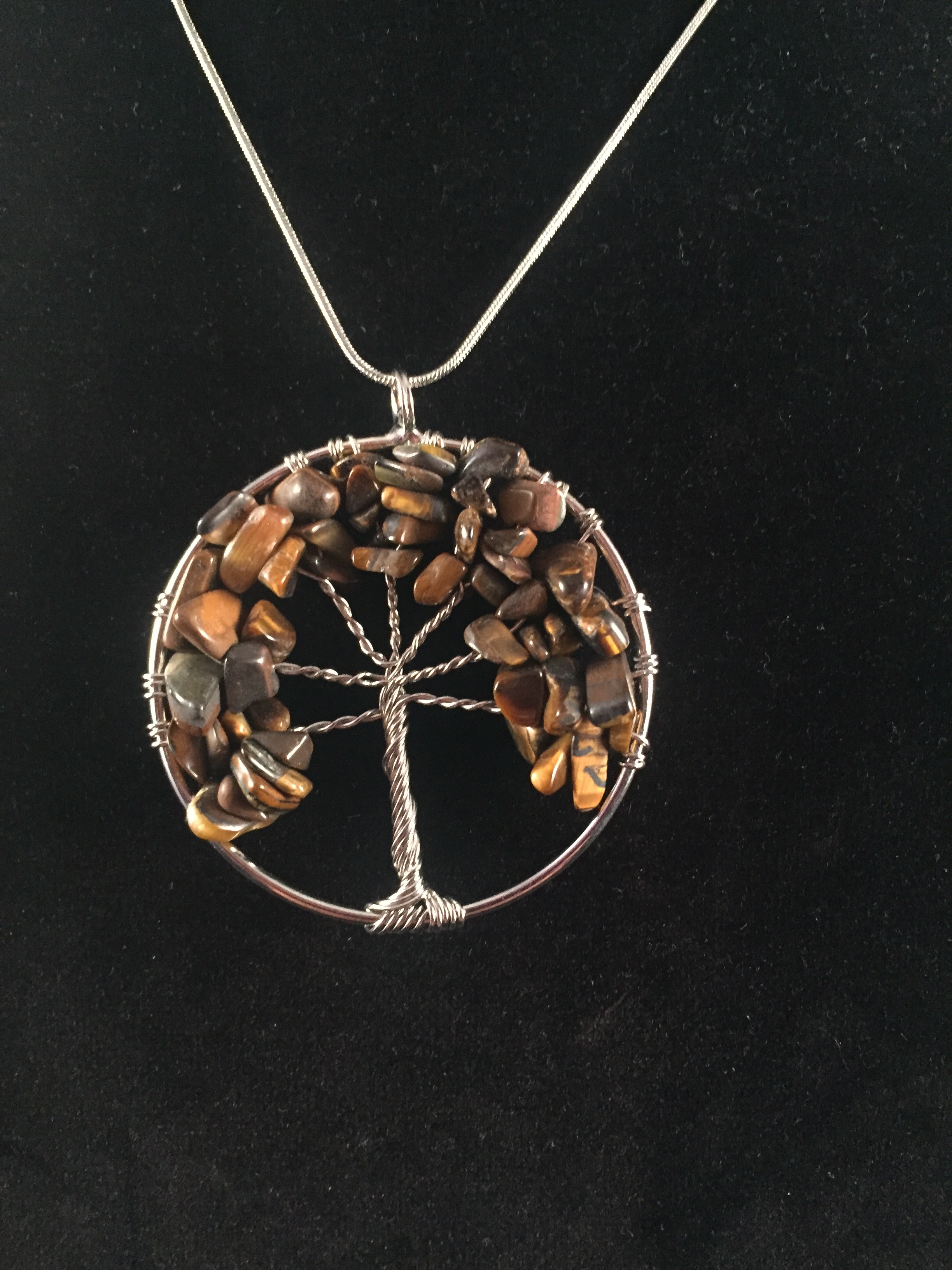 Details about   Gold Tree of Life on Red Tiger’s Eye Pendant Necklace Wire Wrap