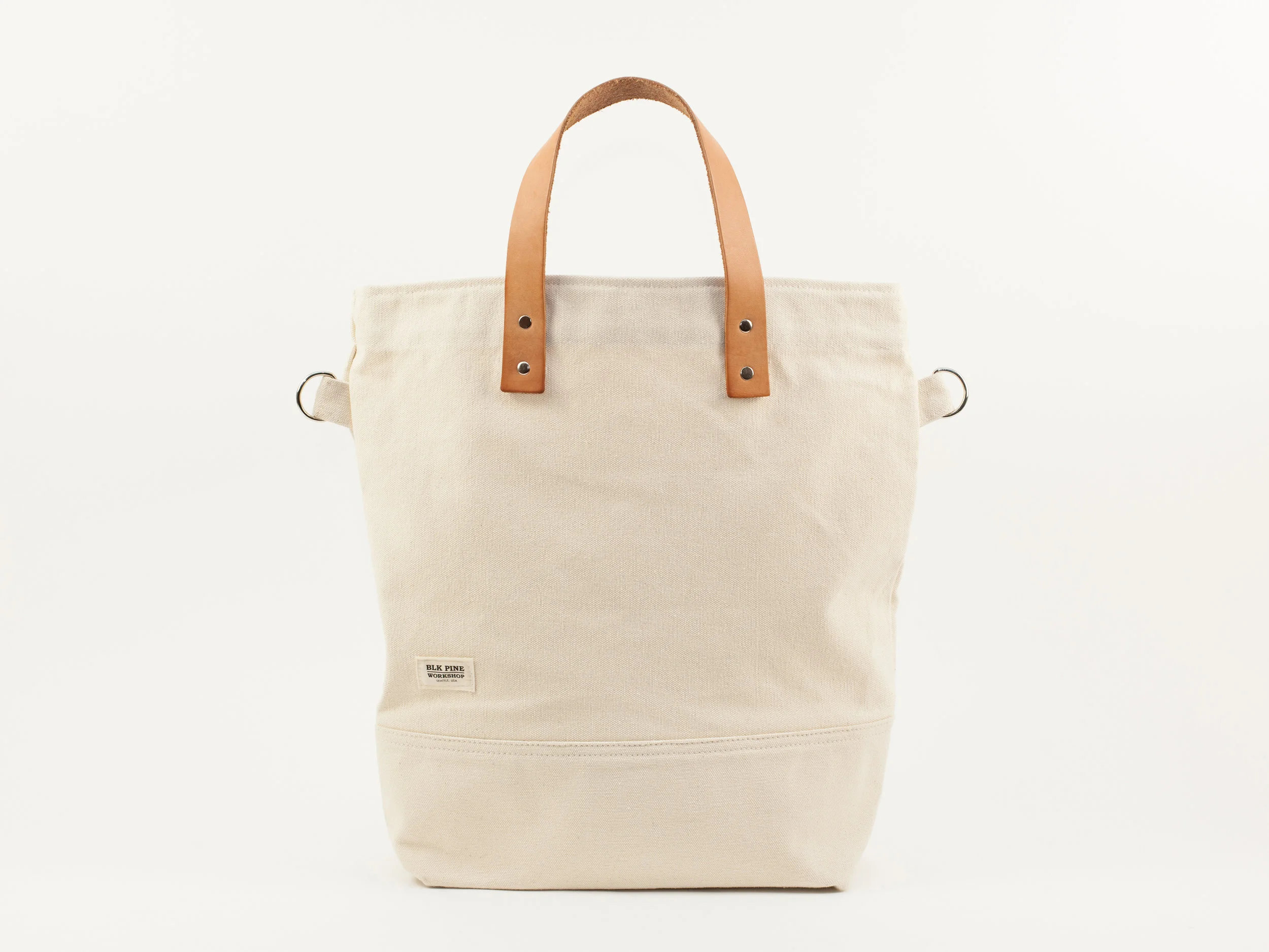 Classic Leather Canvas Tall Tote - Natural