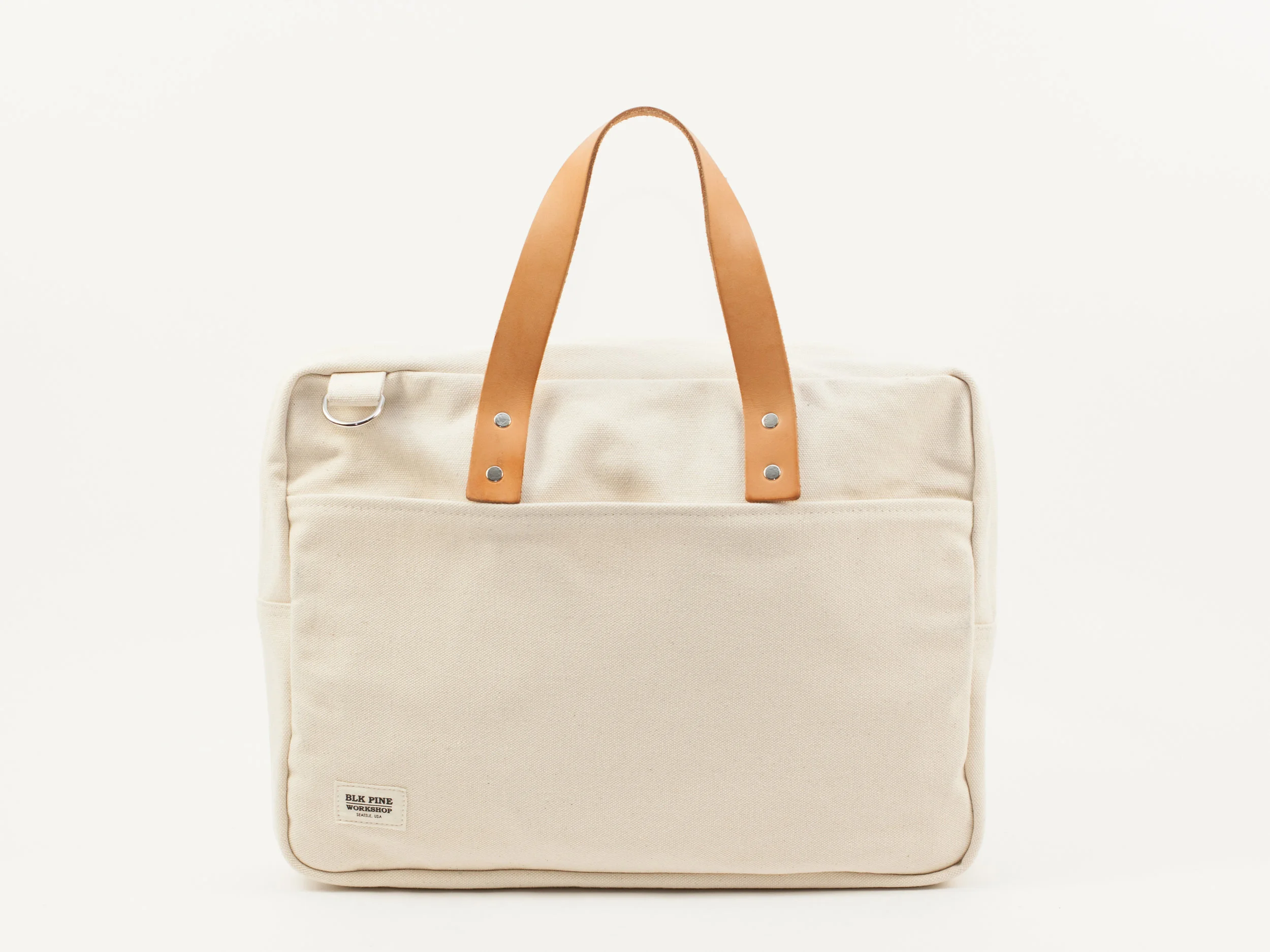 Classic Leather Canvas Briefcase - Natural