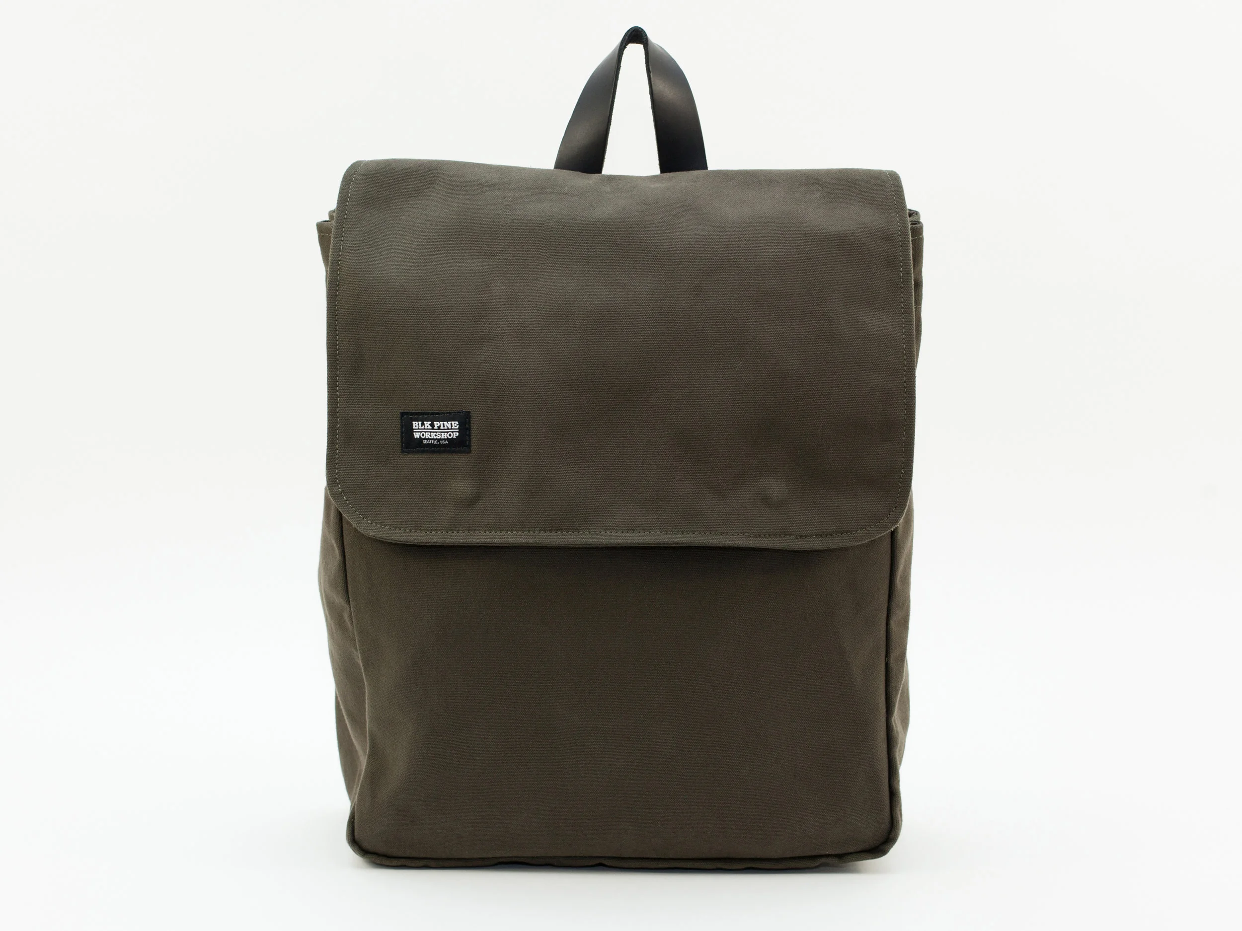 Classic Leather Canvas Canoe Pack - Olive