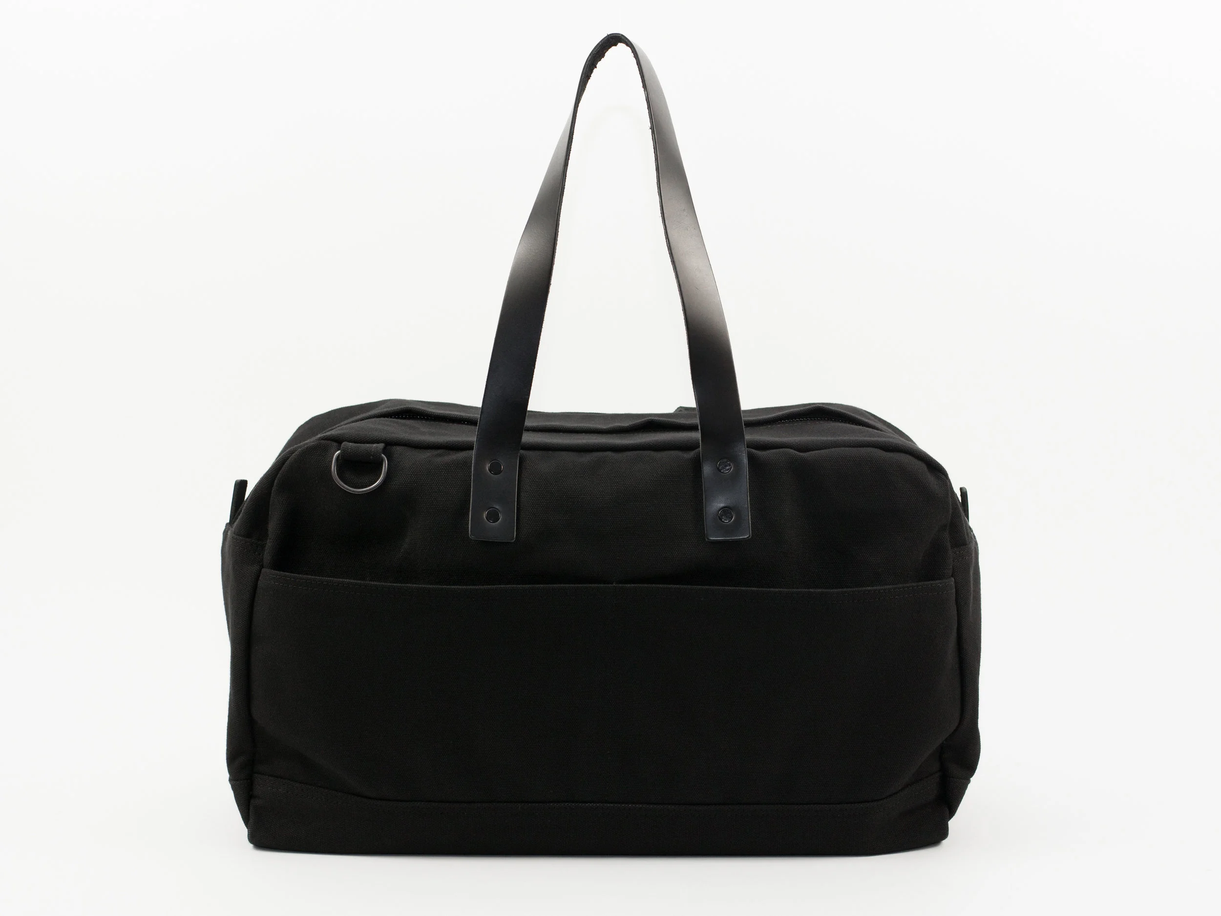 Classic Leather Canvas Weekender - Black