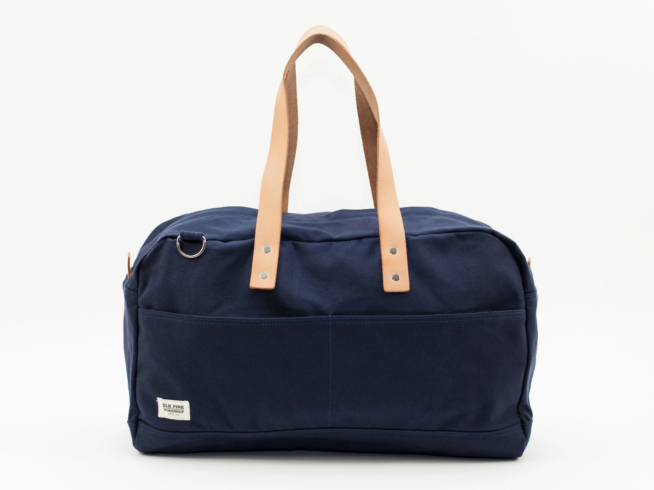 Classic Leather Canvas Weekender - Navy