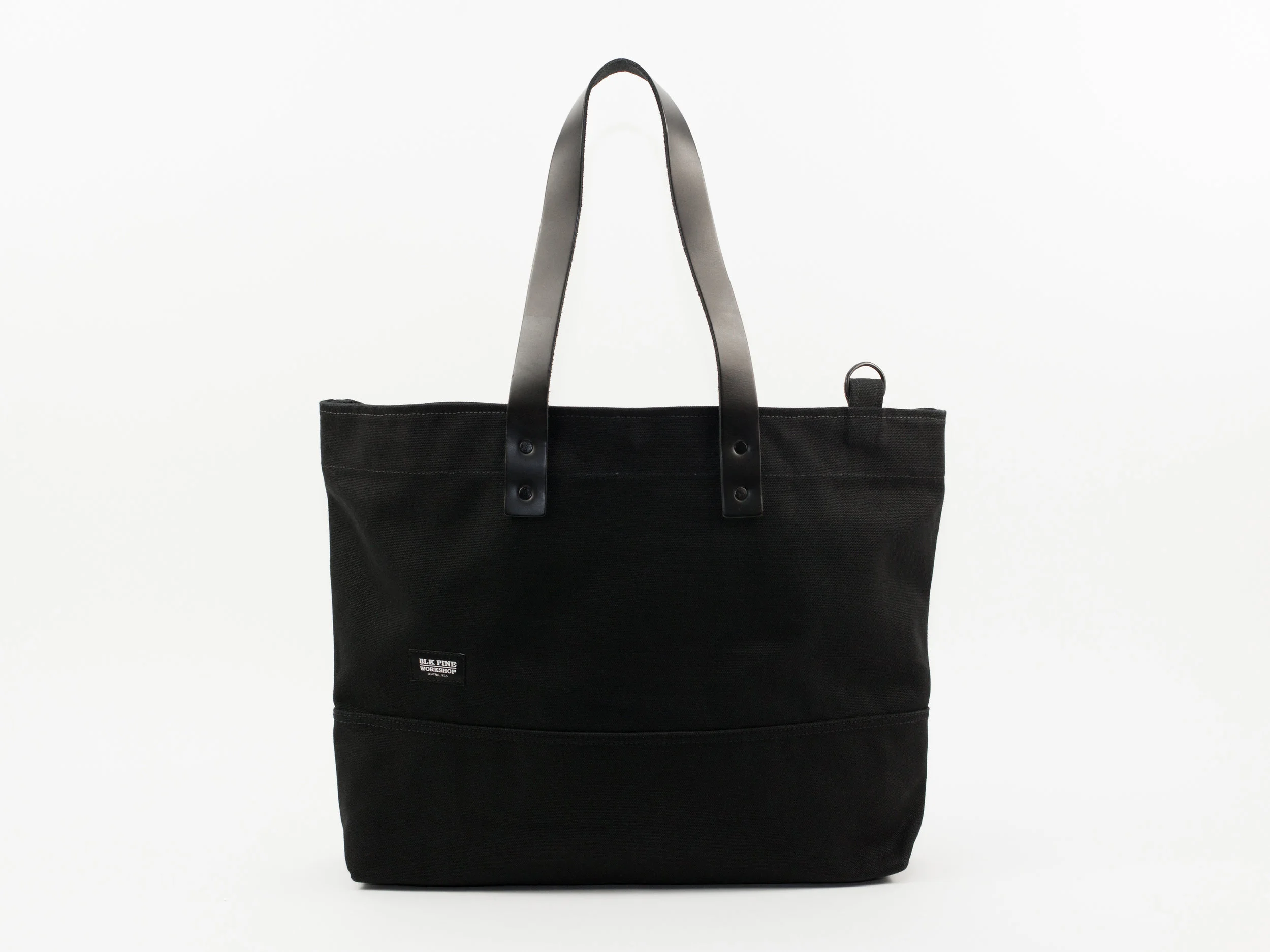 Classic Leather Canvas Medium Tote - Black