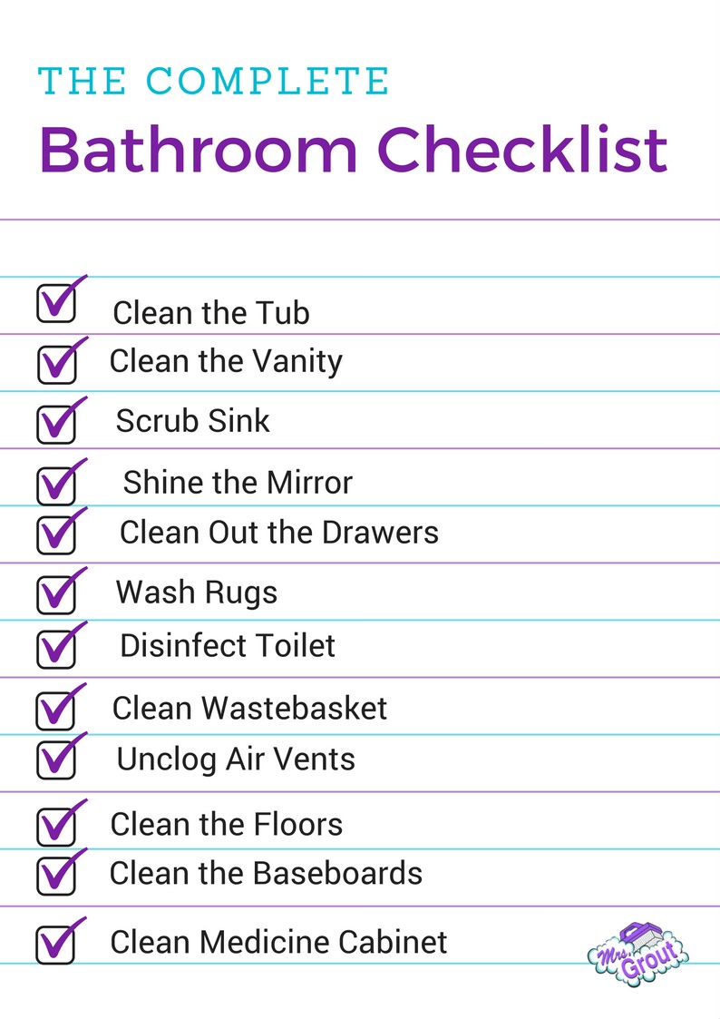 Complete Bathroom Cleaning Checklist Printable Mrs Grout