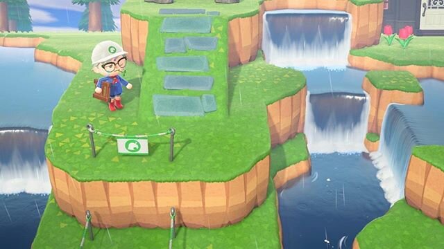 terraforming and creating intricate waterfalls and a path to a future zen garden. #animalcrossing