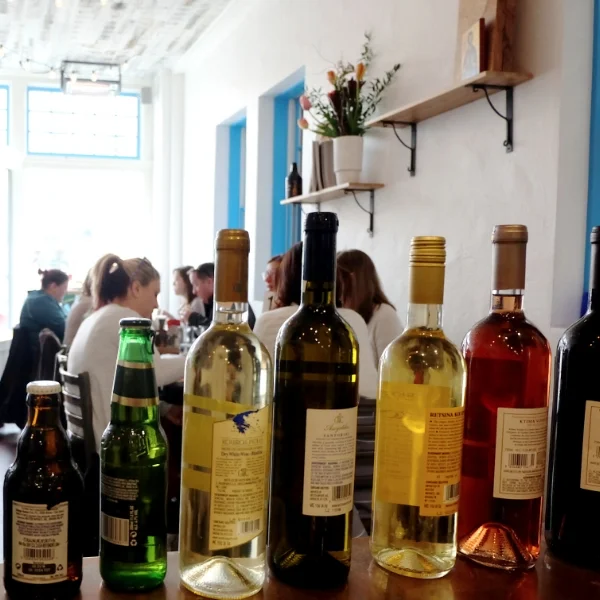 From left: Fix, Mythos, Kouros, Santorini, Retsina, and two Ktimas