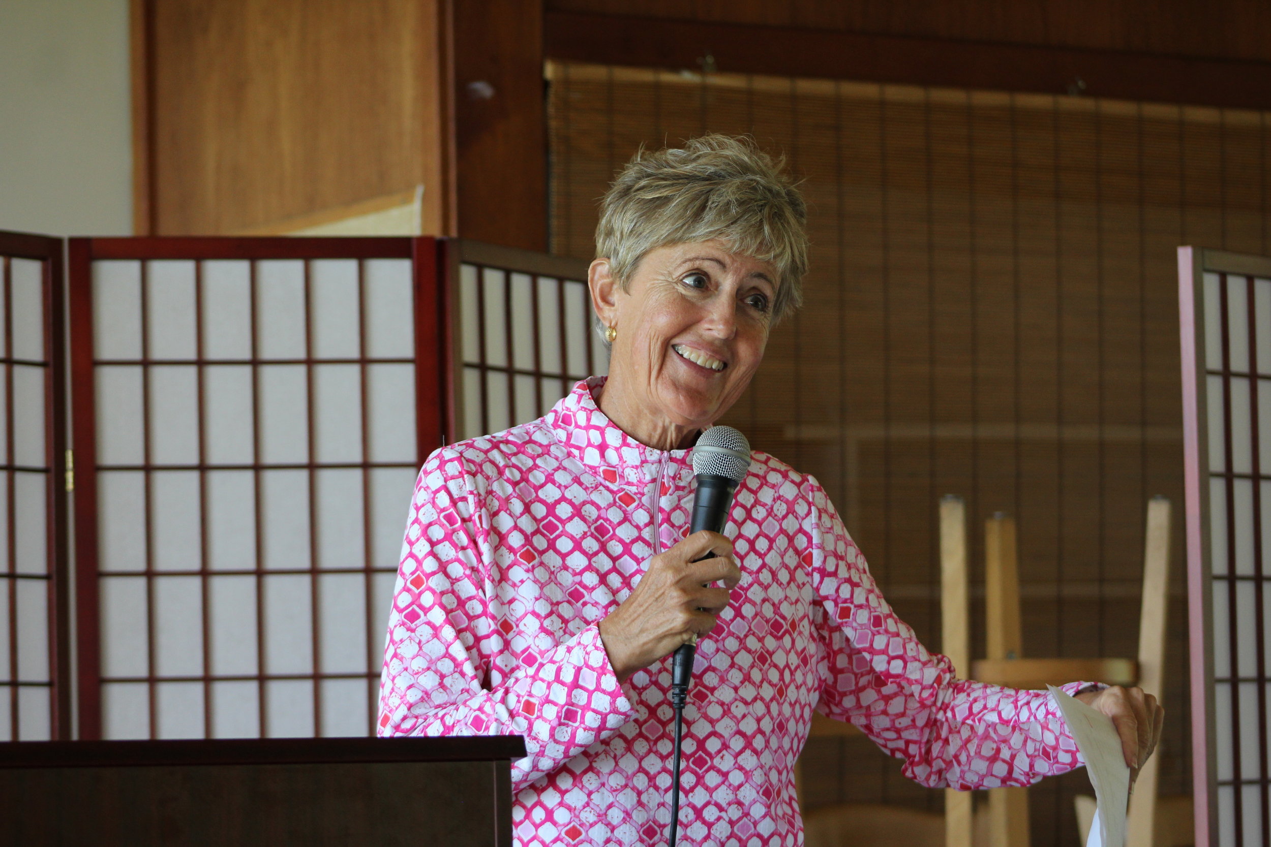  Judy George, announcing the results of the Fall Fest tournament. 