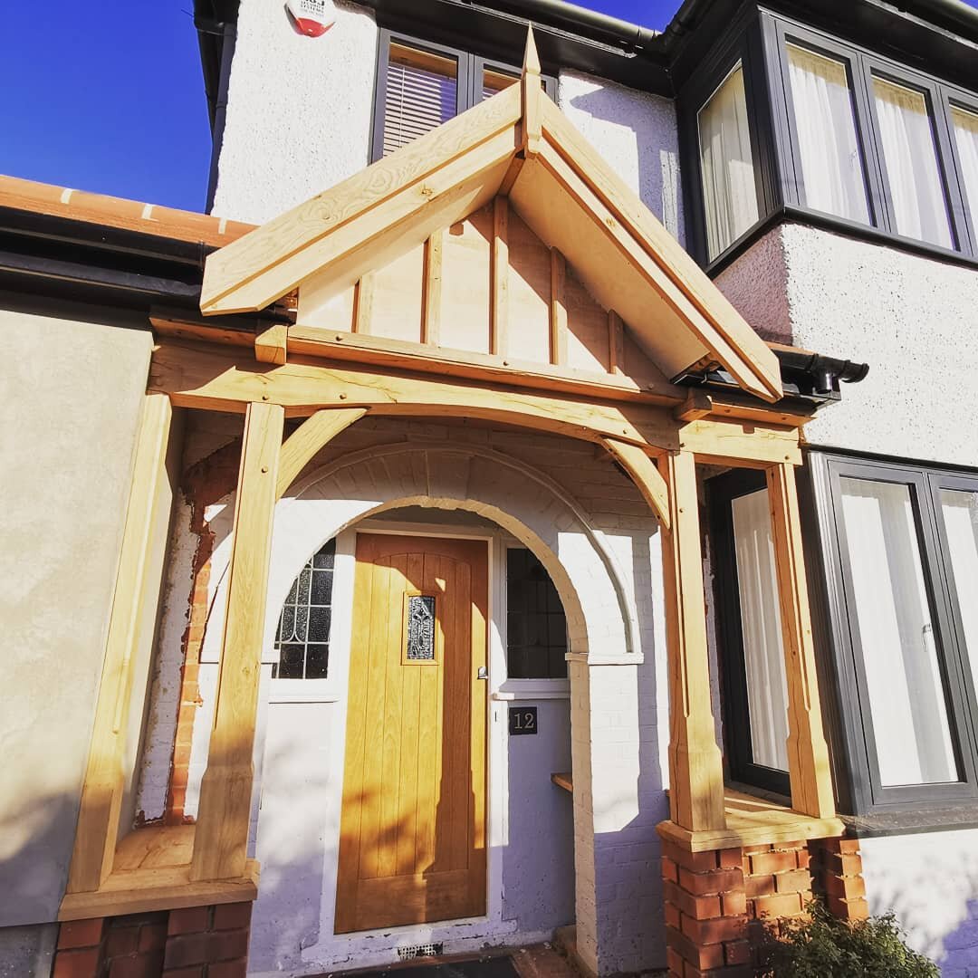 Detailed oak porch