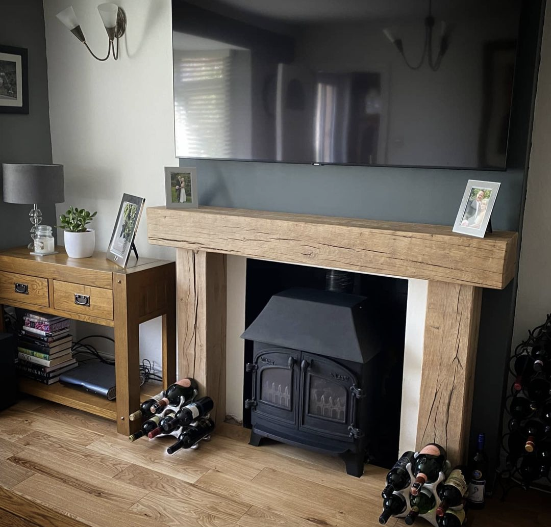 Rustic Clear Wax Oak Fireplace Surround