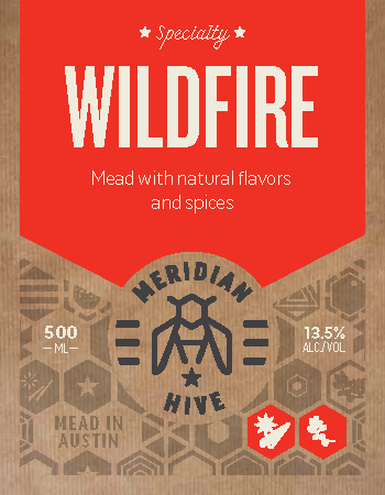 Wildfire Mead with natural flavors and spices, label