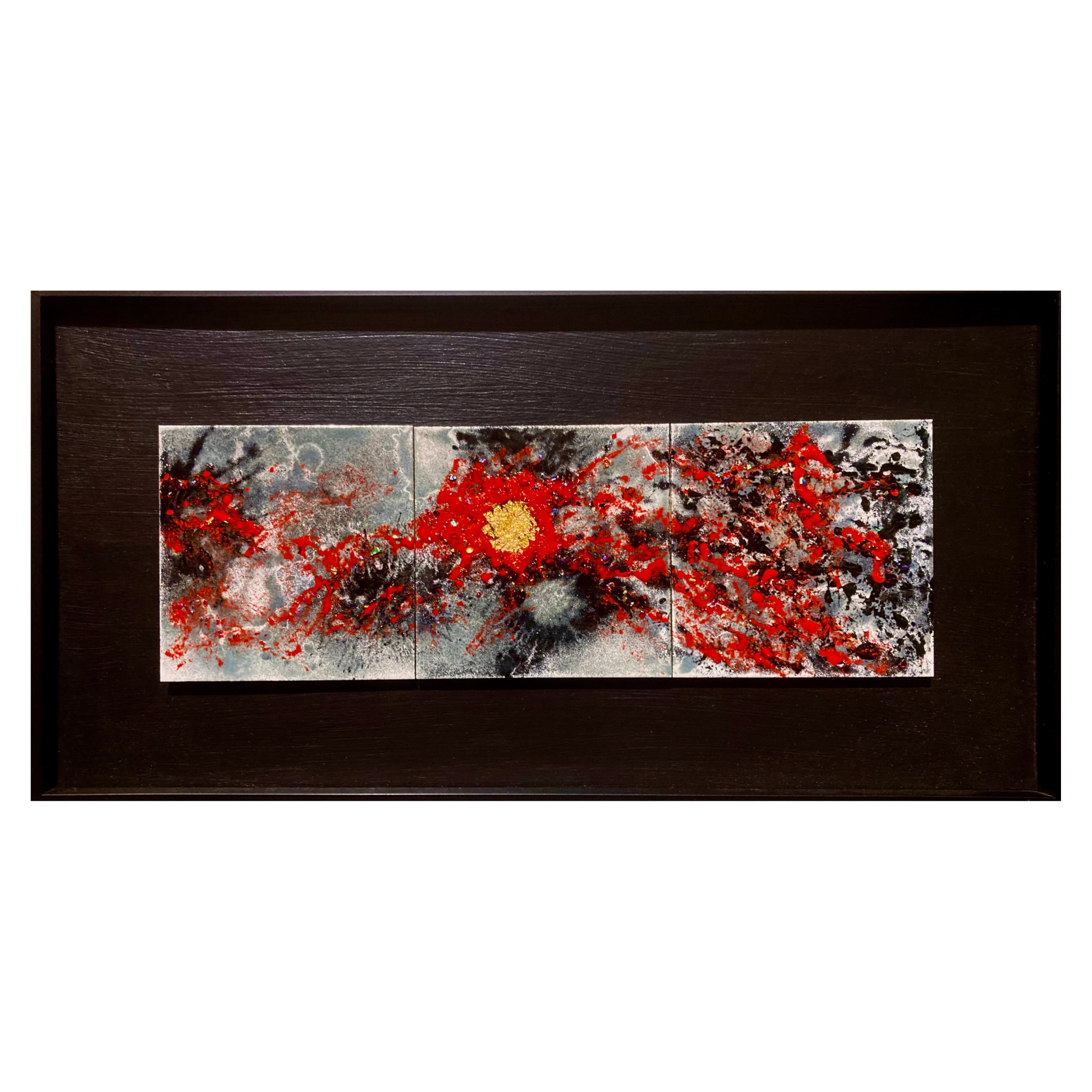 enamel painting, home decor, luxury, glass fusion, high gloss, original artwork