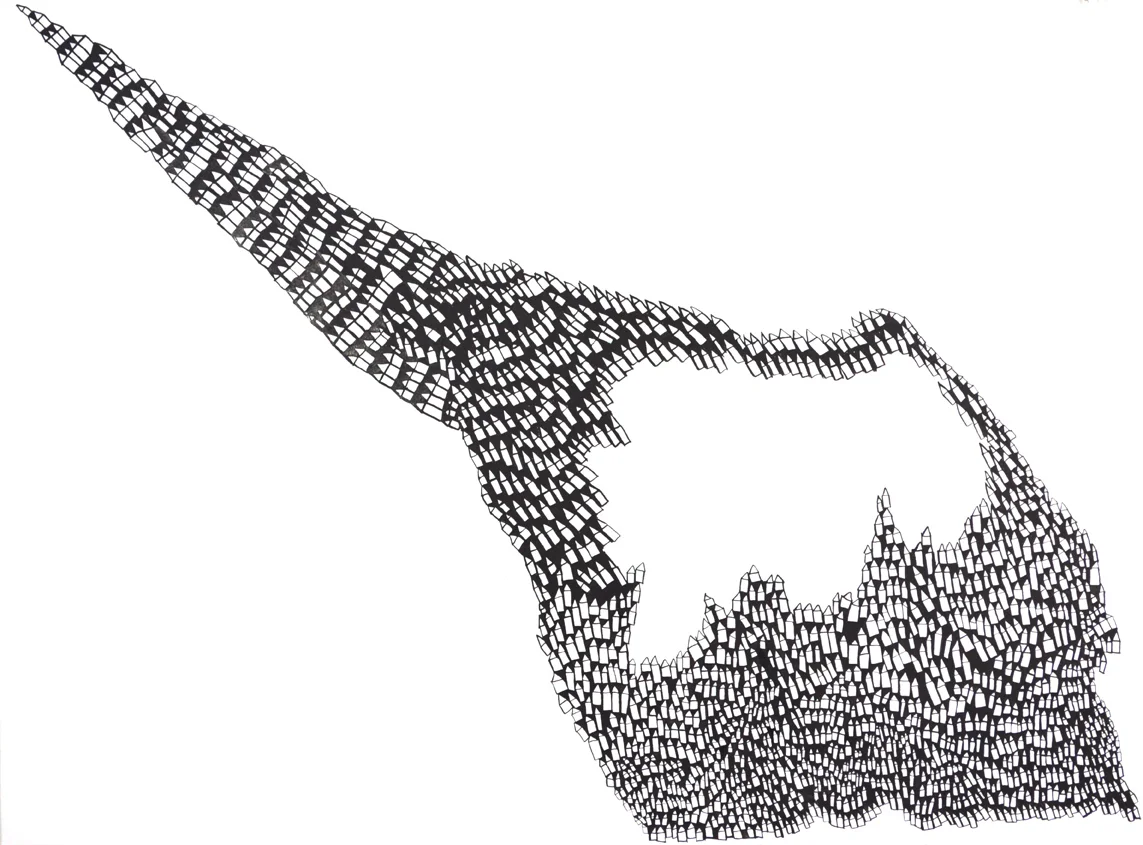 Arrow, 23" x 30", sumi ink, rives bfk, 2014