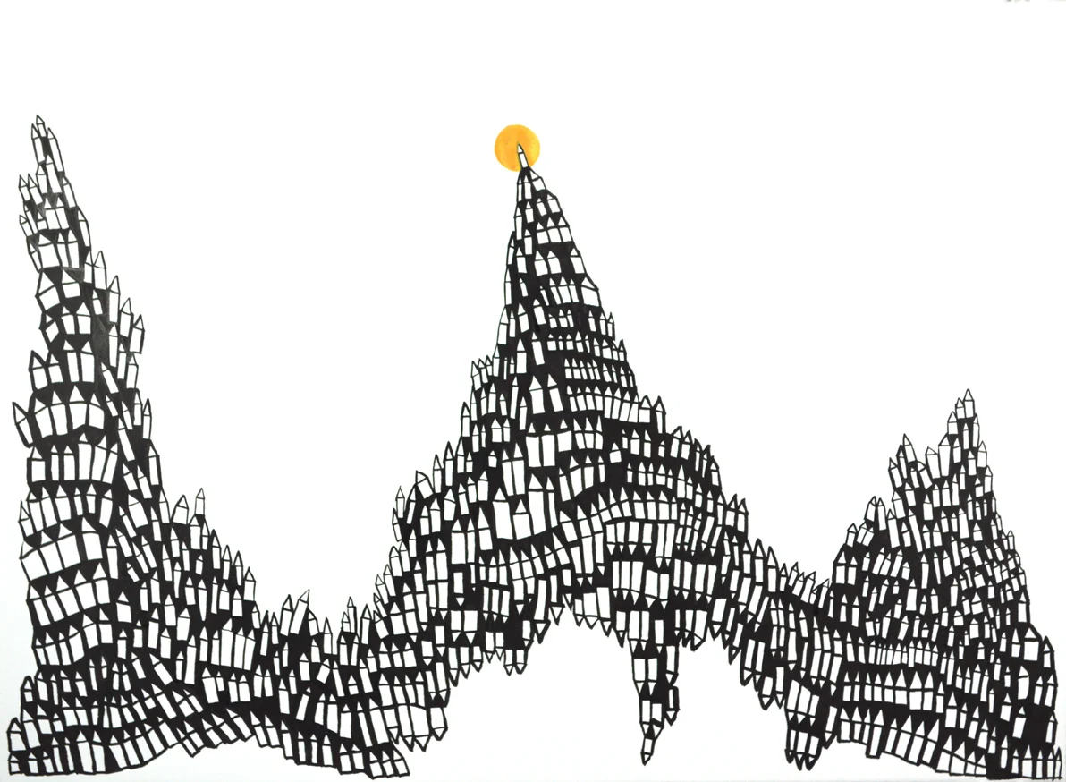 In/Out, 23" x 30", sumi ink, rives bfk, 2012