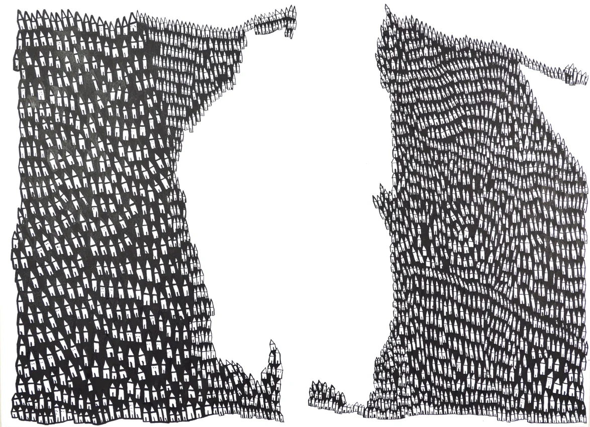 Canyon, 23" x 30", sumi ink, rives bfk, 2013