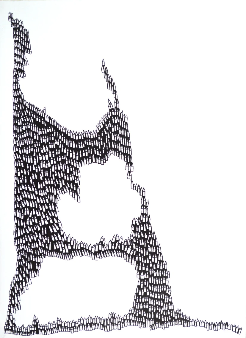 Two Holes, 23" x 30", sumi ink, rives bfk, 2013