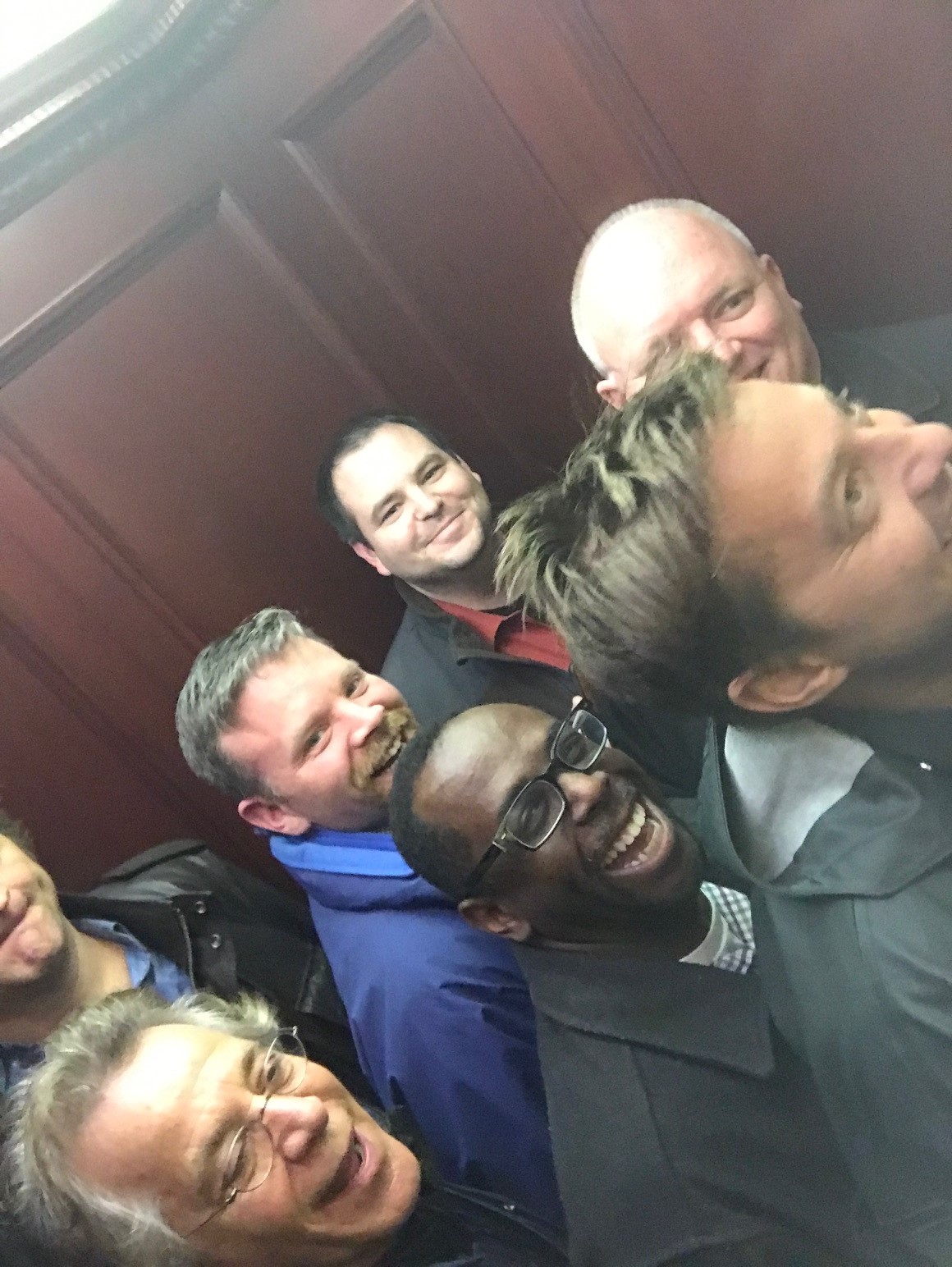 Yes, we all fit in the elevator.