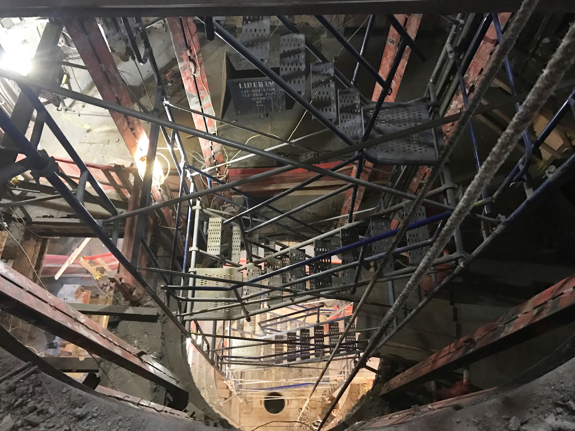 Looking down at the penthouse unit from the 57th floor.