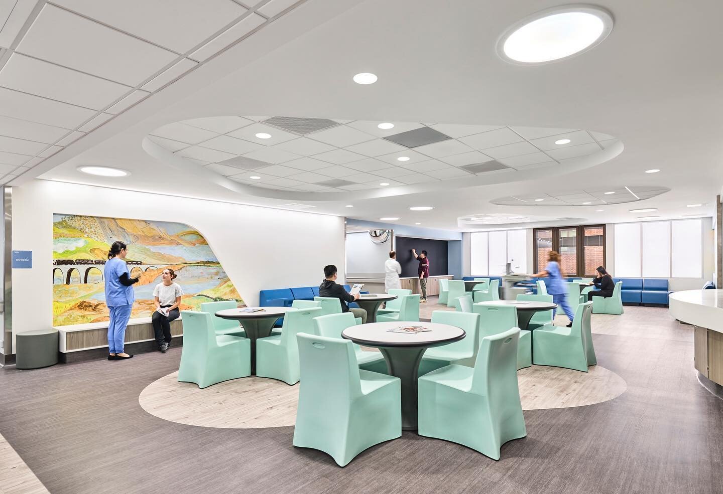 The final phase of the Hackensack Meridian Health Raritan Bay Medical Center&rsquo;s (RBMC) &lsquo;Center for Living&rsquo; has been completed! This upgrade provides enhanced open day/dining and group spaces utilizing soft shapes, light tones, and a 