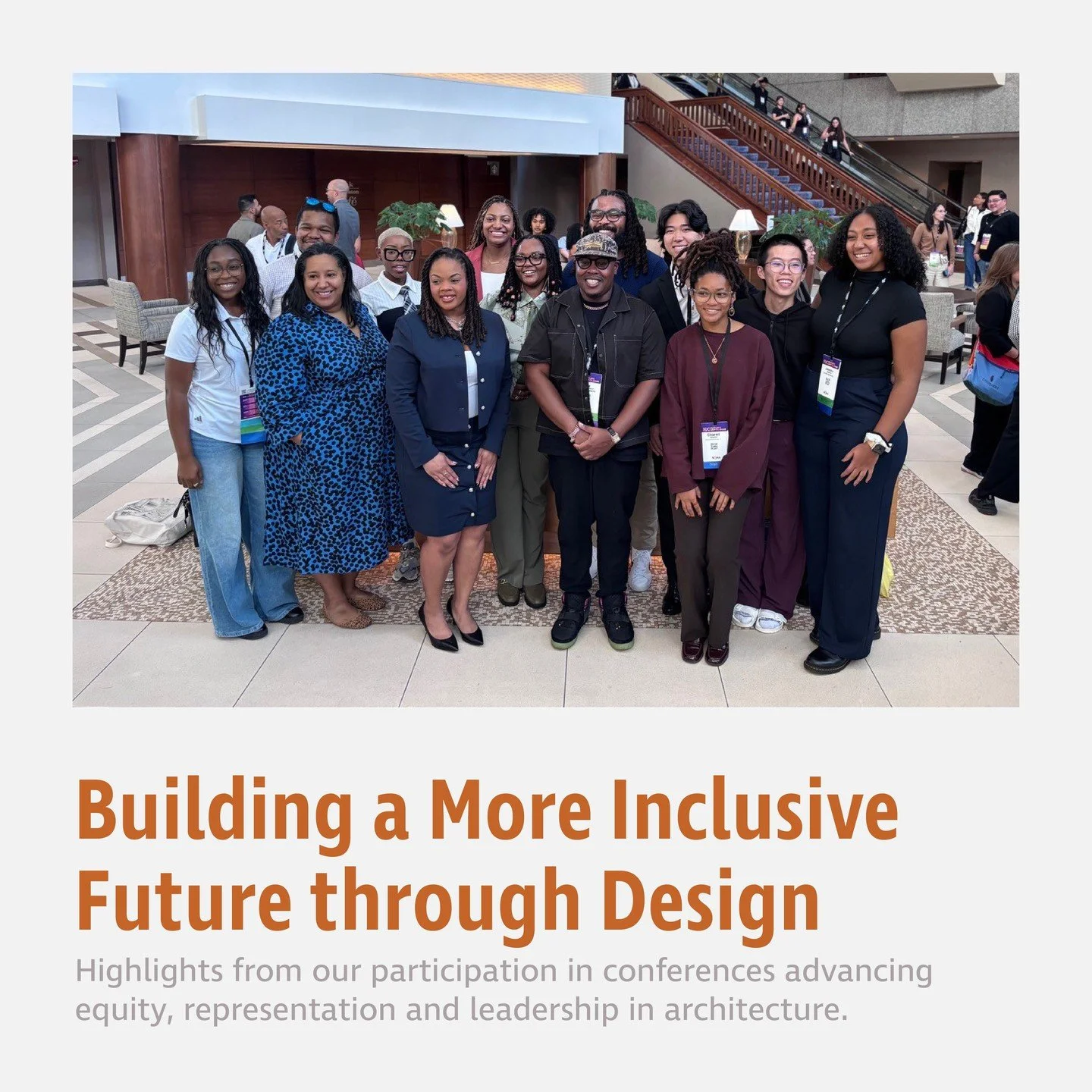 Over the past few weeks, two of our team members represented NK Architects at events focused on equity, leadership and the future of design.

As an active member of the National Organization of Minority Architects (NOMA), Ty Quattlebaum attended this