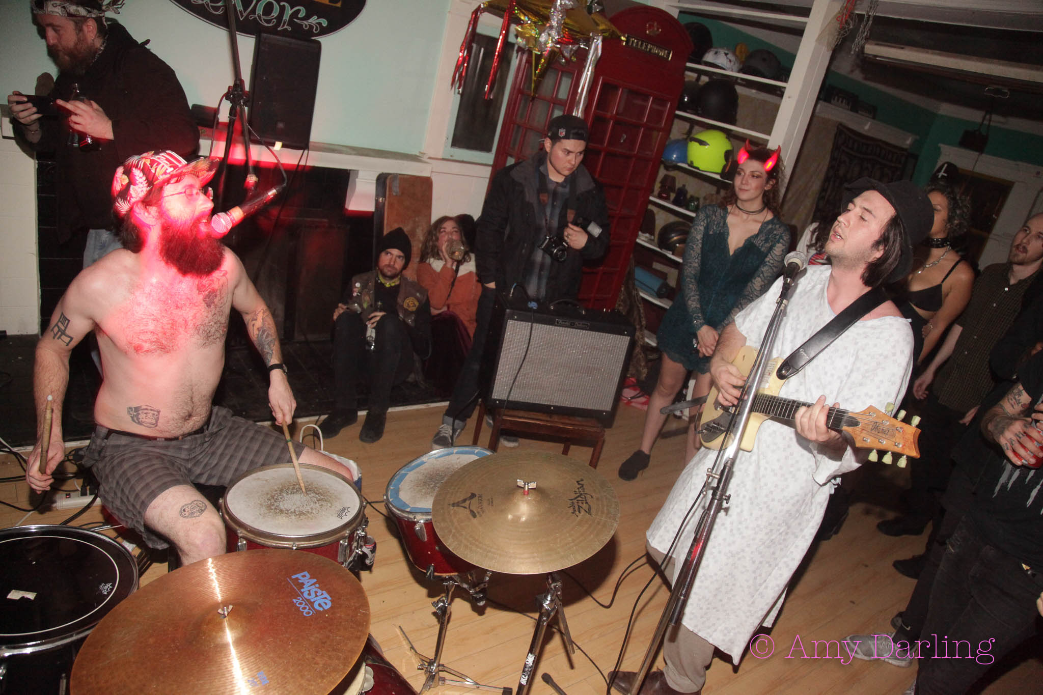 Photo by Amy Darling I have a theory that you can only have as much fun as the drummer is having at a show and Mateo drummed like the devil with Hell burning around us and Gibbons played like Belial leading Hell’s army. 