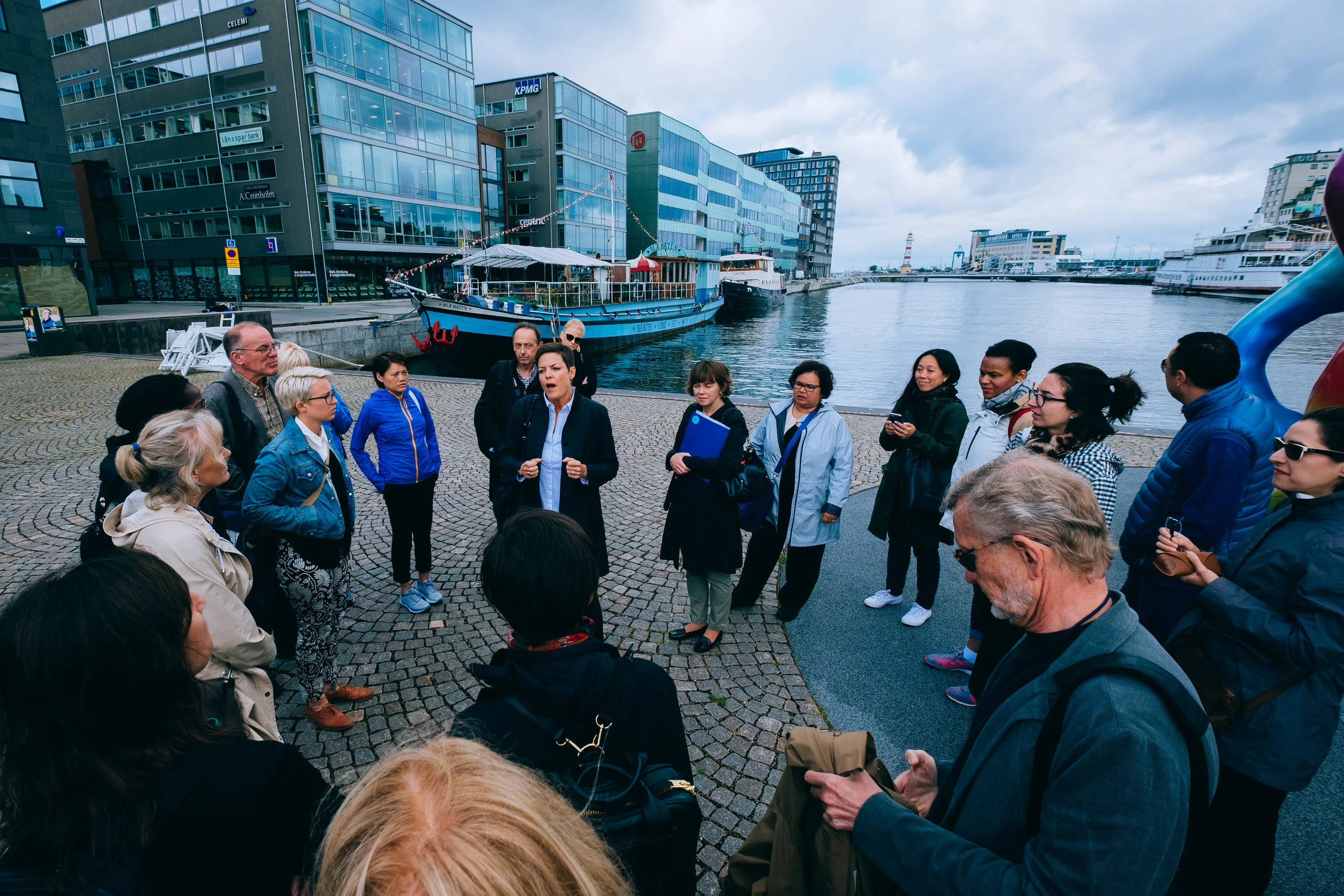 A walking tour of Copenhagen during an educational trip sponsored by The Robert Wood Johnson Foundation.