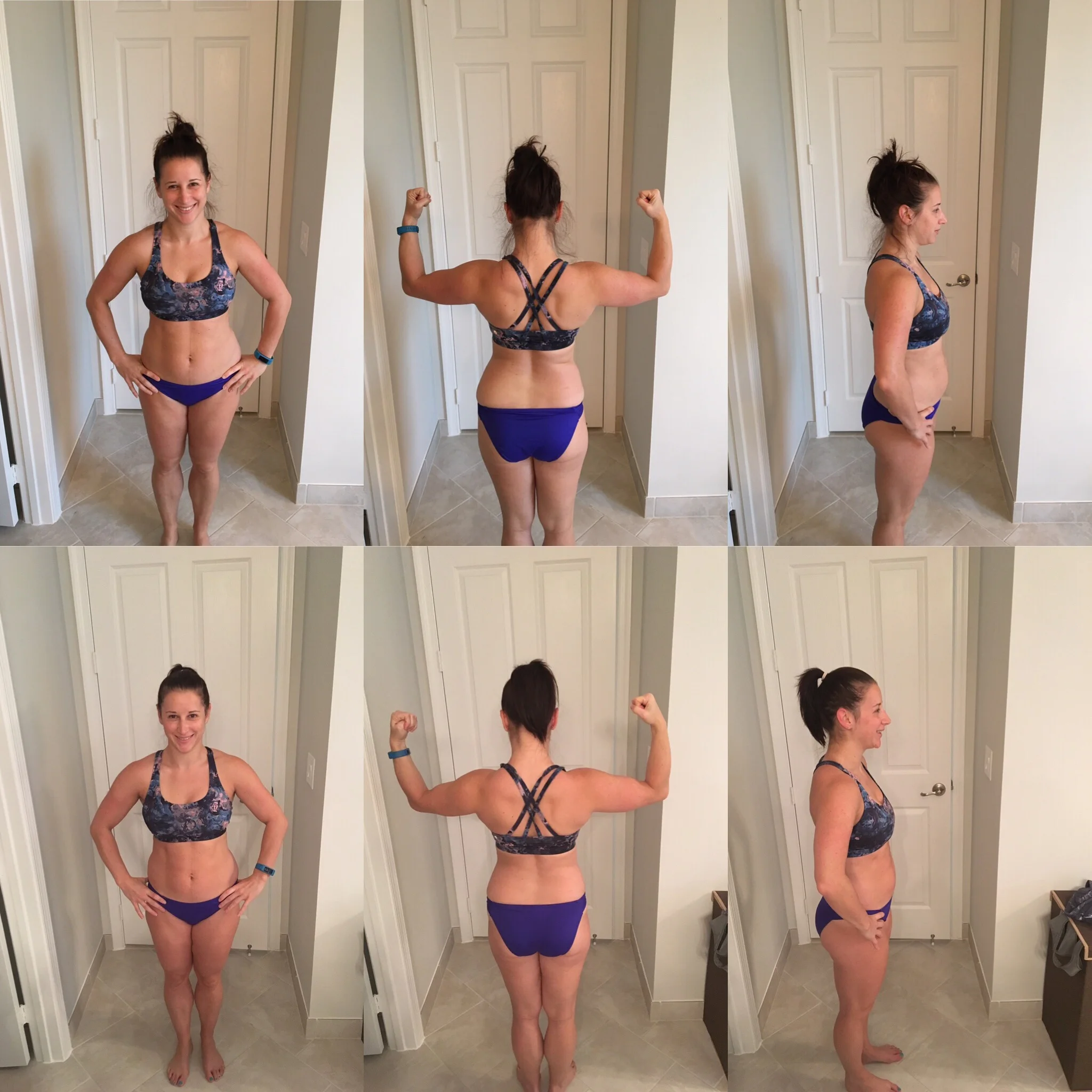 Top end of T25/beginning of 21 Day Fix Extreme; bottom end of 28 days of 21 Day Fix Extreme (5 months PP)