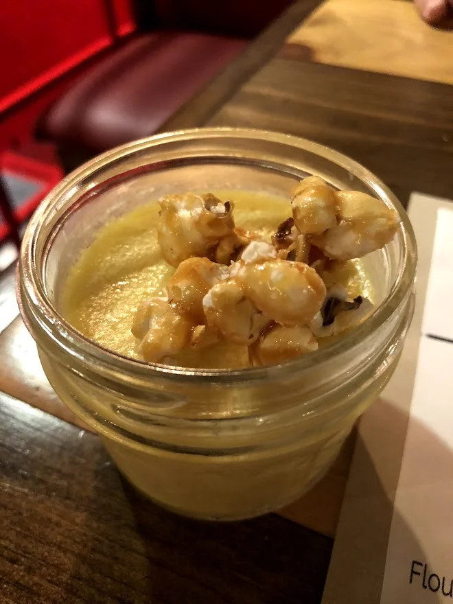 Sixth Course: Did you know you can make corn custard? This is one of the best desserts I have ever had, and it was corn. Literal and actual corn. 