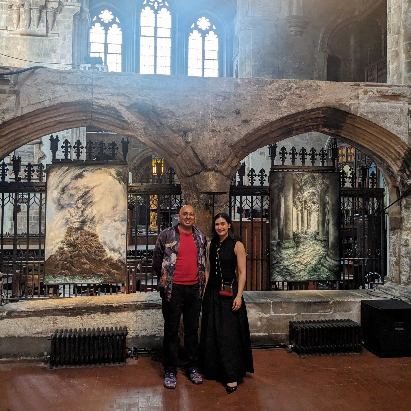This is a beautifully curated and lit exhibition of artists in a church over 900 years old and nestled within the City of London. Some artists lean into the religious theme with co-curator Elena Unger&rsquo;s dramatic apocalyptic paintings showing th