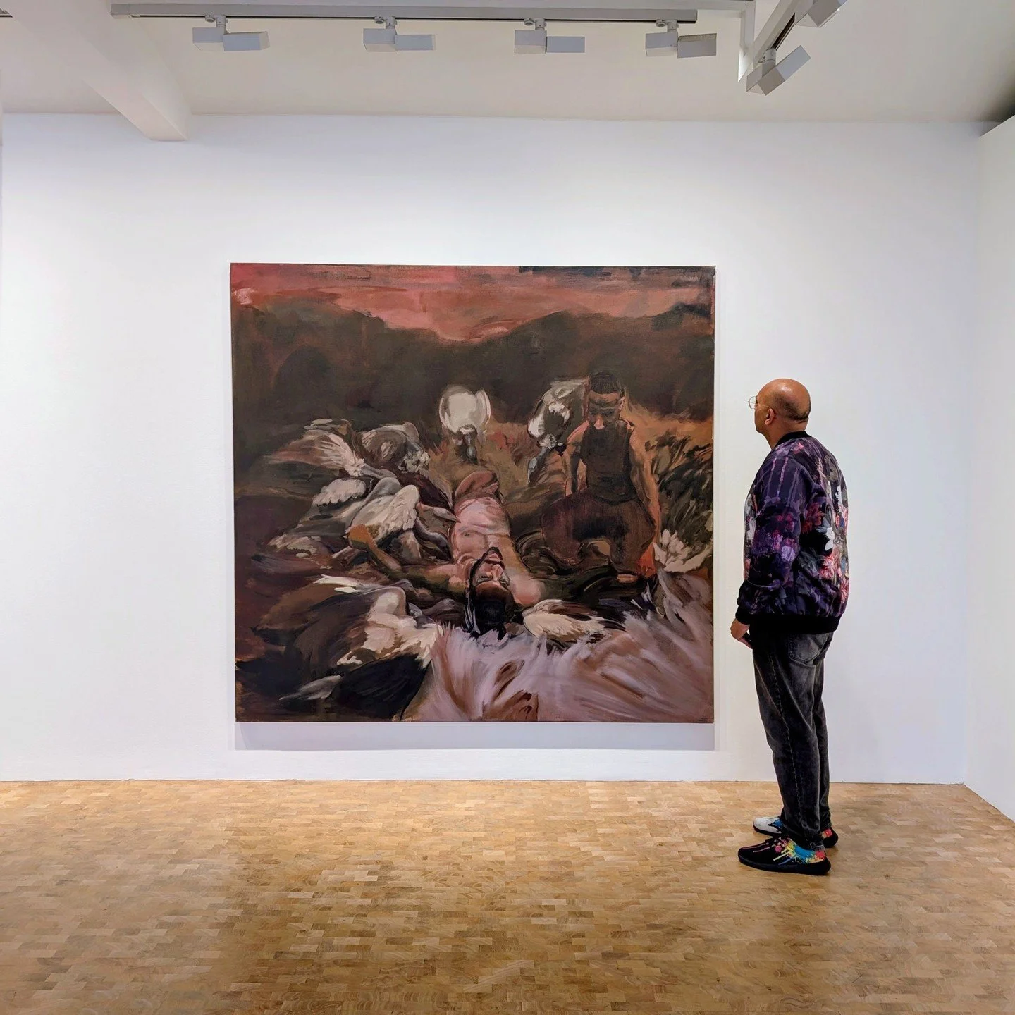 A shoal of carp swim around the feet of a boy in a living room, figures dance around a fire, and vultures pick at the body of a lying person. There&rsquo;s a wonderful sense of movement in Shaquelle Whyte&rsquo;s latest paintings that makes you wonde