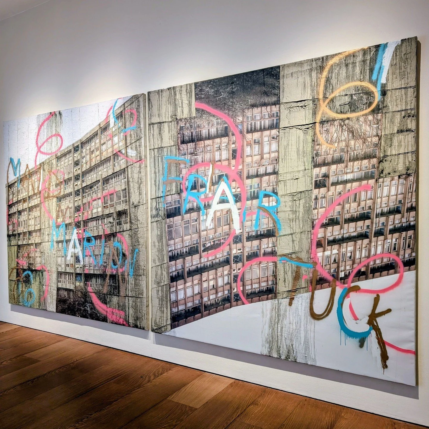 I&rsquo;ve always been a fan of David Hepher&rsquo;s paintings of concrete Brutalist tower blocks. These latest works tower over us, and they are so thick it feels like lumps of concrete could fall off the wall onto the gallery floor. These works of 