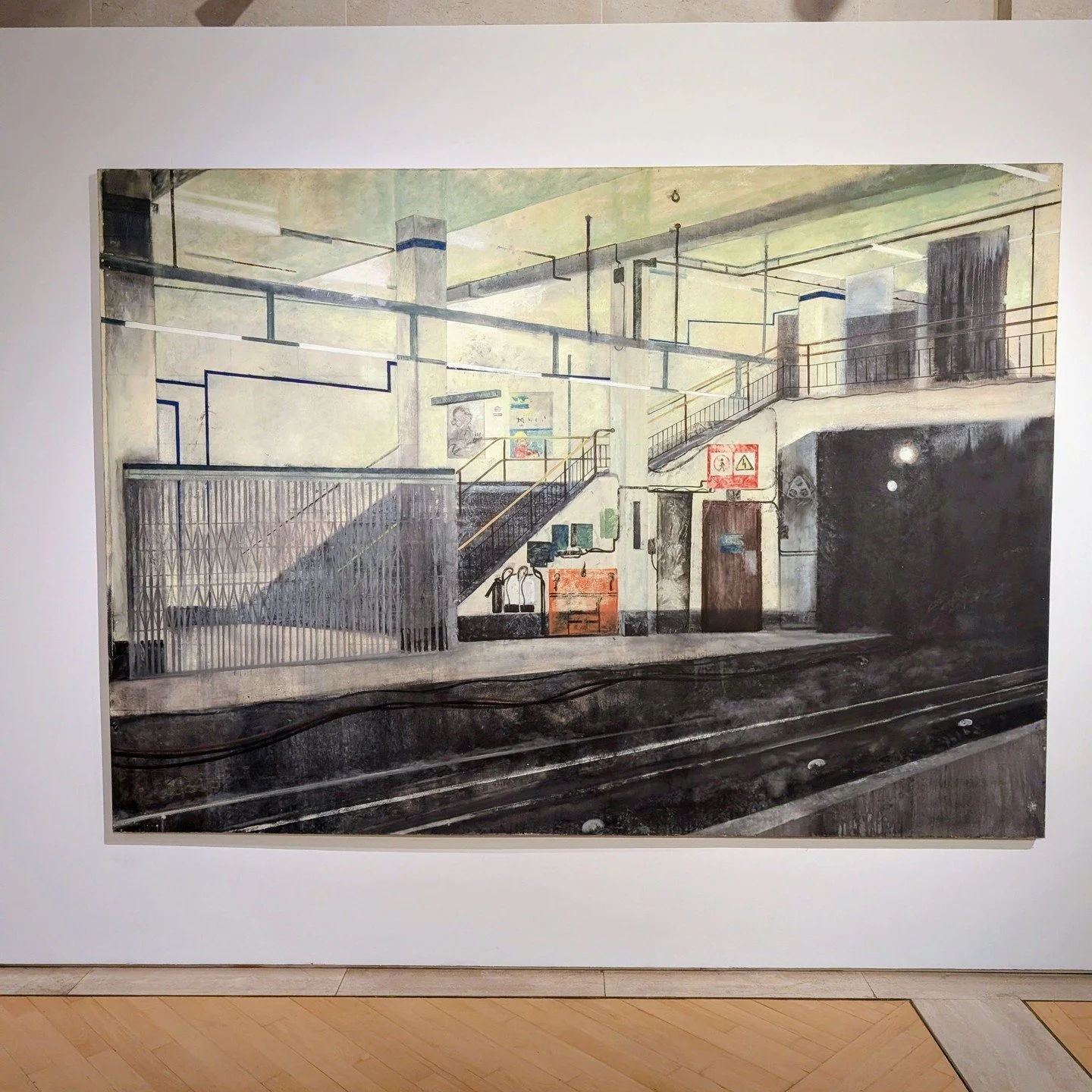 Jock McFadyen's substantial paintings of sections of the Tube (some measuring around two metres long) are soundtracked by creaks, groans and grinding &mdash; as recorded by Pogues musician Jem Finer. The paintings aren't the kind of pictures that tou