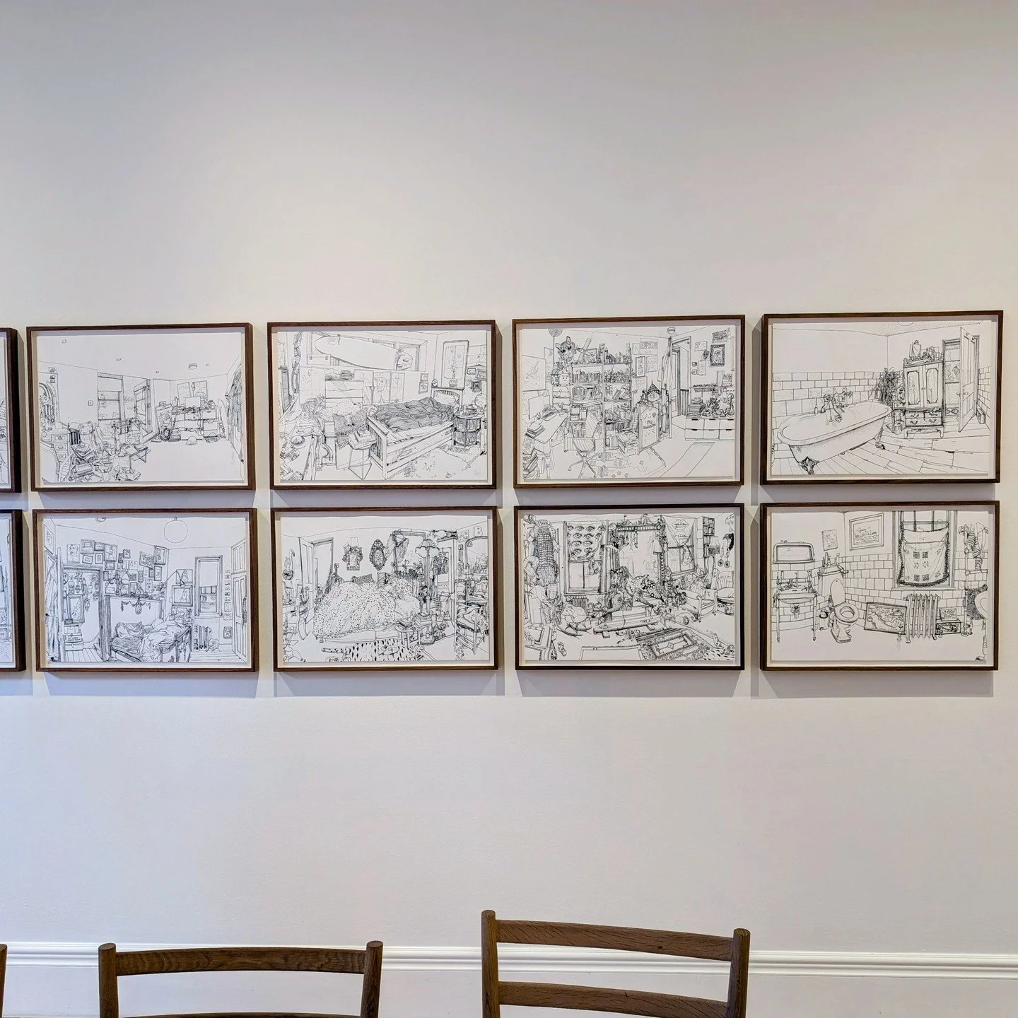 We can all agree that the COVID-19 lockdowns were a strange time, as we were forced to change how we lived. Ishbel Myerscough created drawings of her children&rsquo;s bedrooms, which are on view in this exhibition. Even a simple painting of assorted 